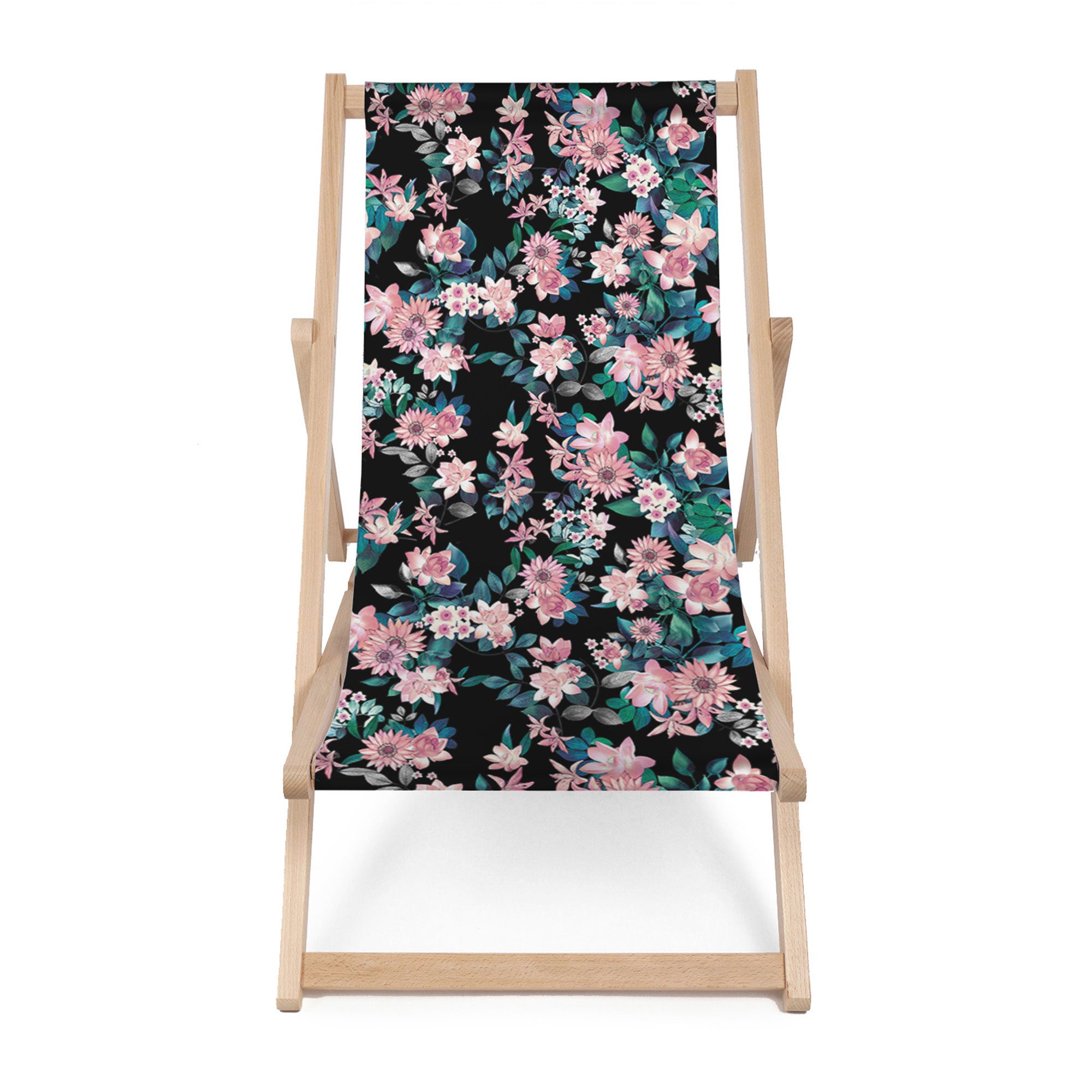 Leżak drewniany Dark Botanic Pink-M