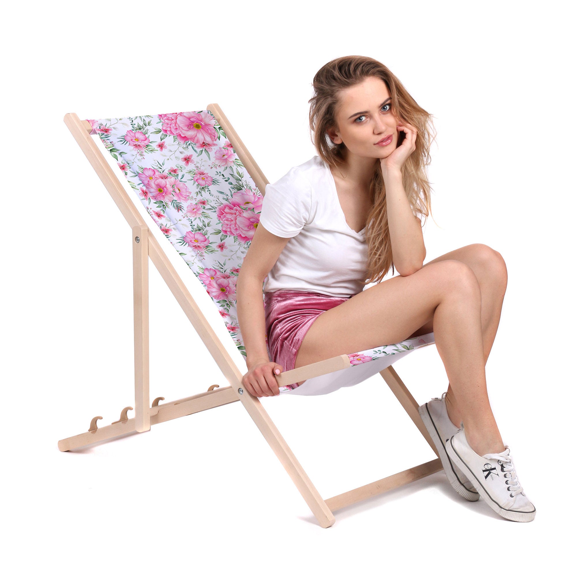 Wooden Deck Chair Rose Garden-M