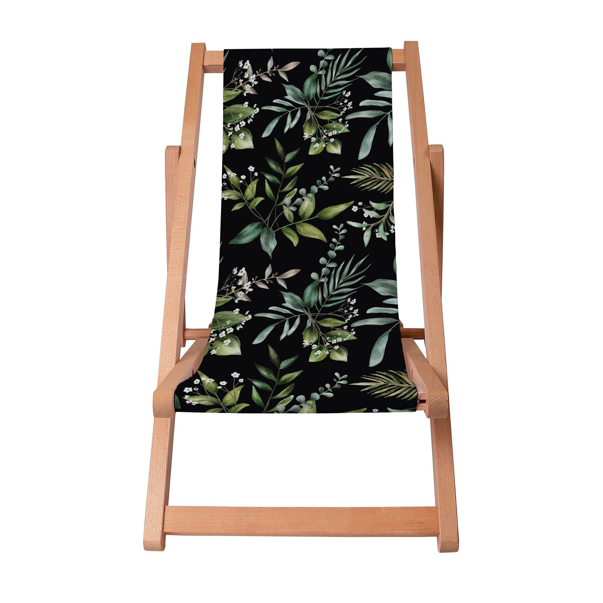 Holzliegestuhl Aquarell Elegante Blumen