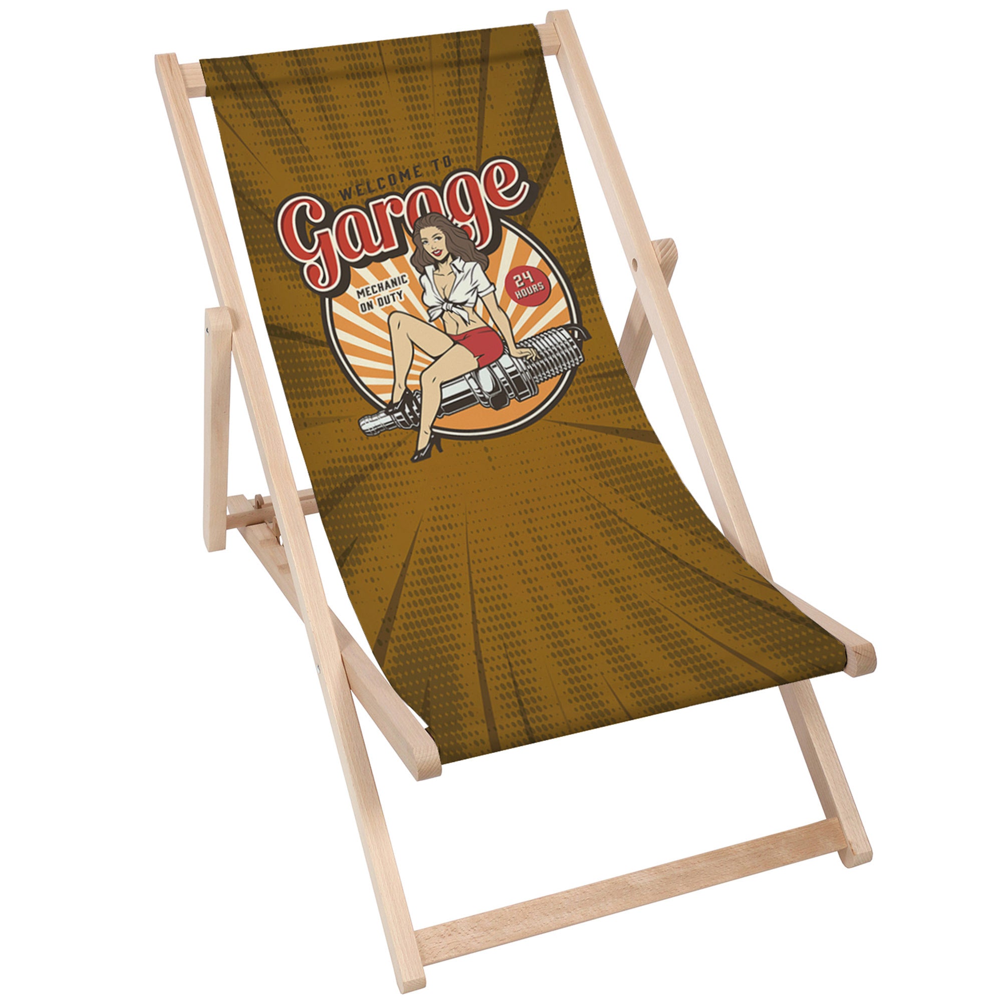 Wooden Deck Chair Welcome to Garage Brown