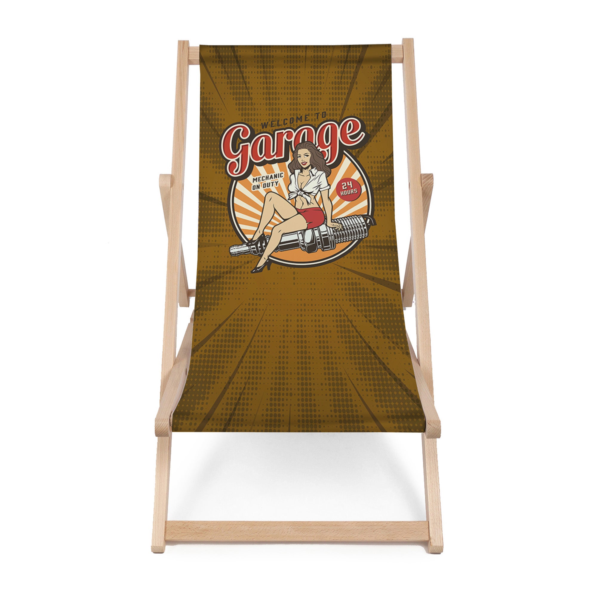 Wooden Deck Chair Welcome to Garage Brown