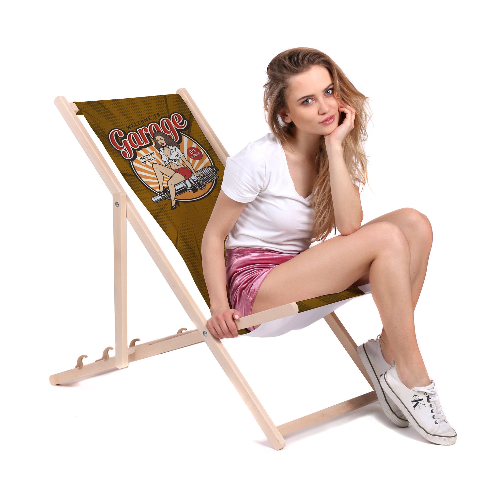 Wooden Deck Chair Welcome to Garage Brown