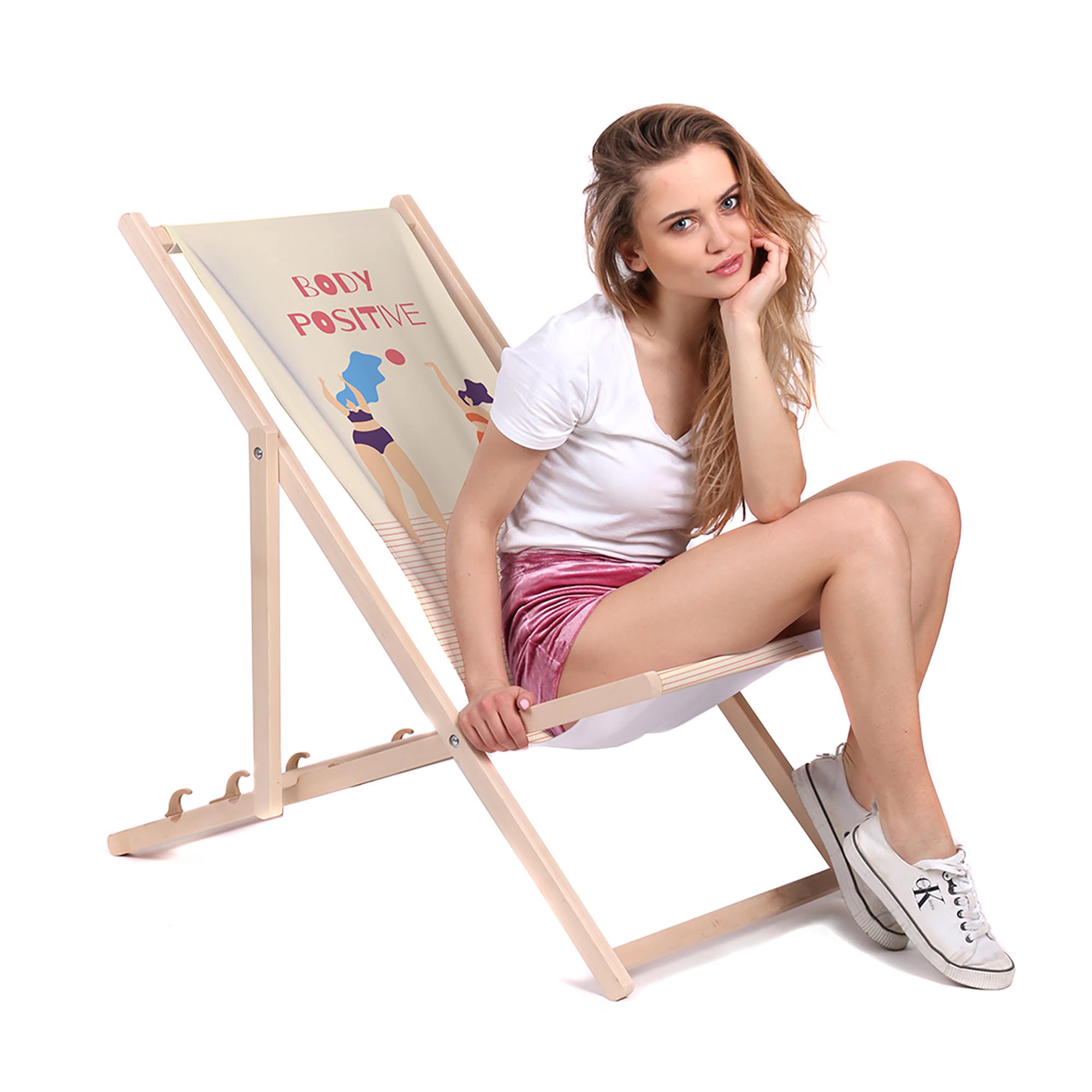 Drevené ležadlo Body Positive žlté