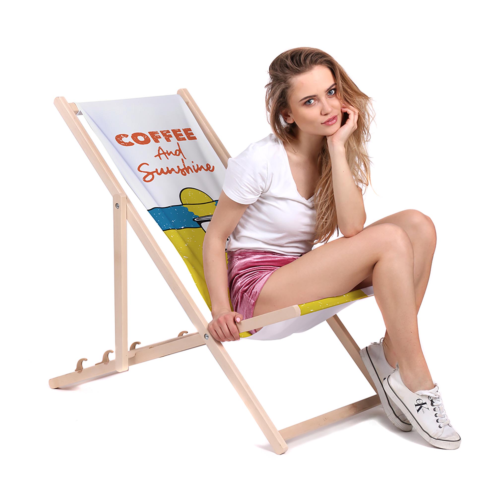 Drevené ležadlo Káva a slnko