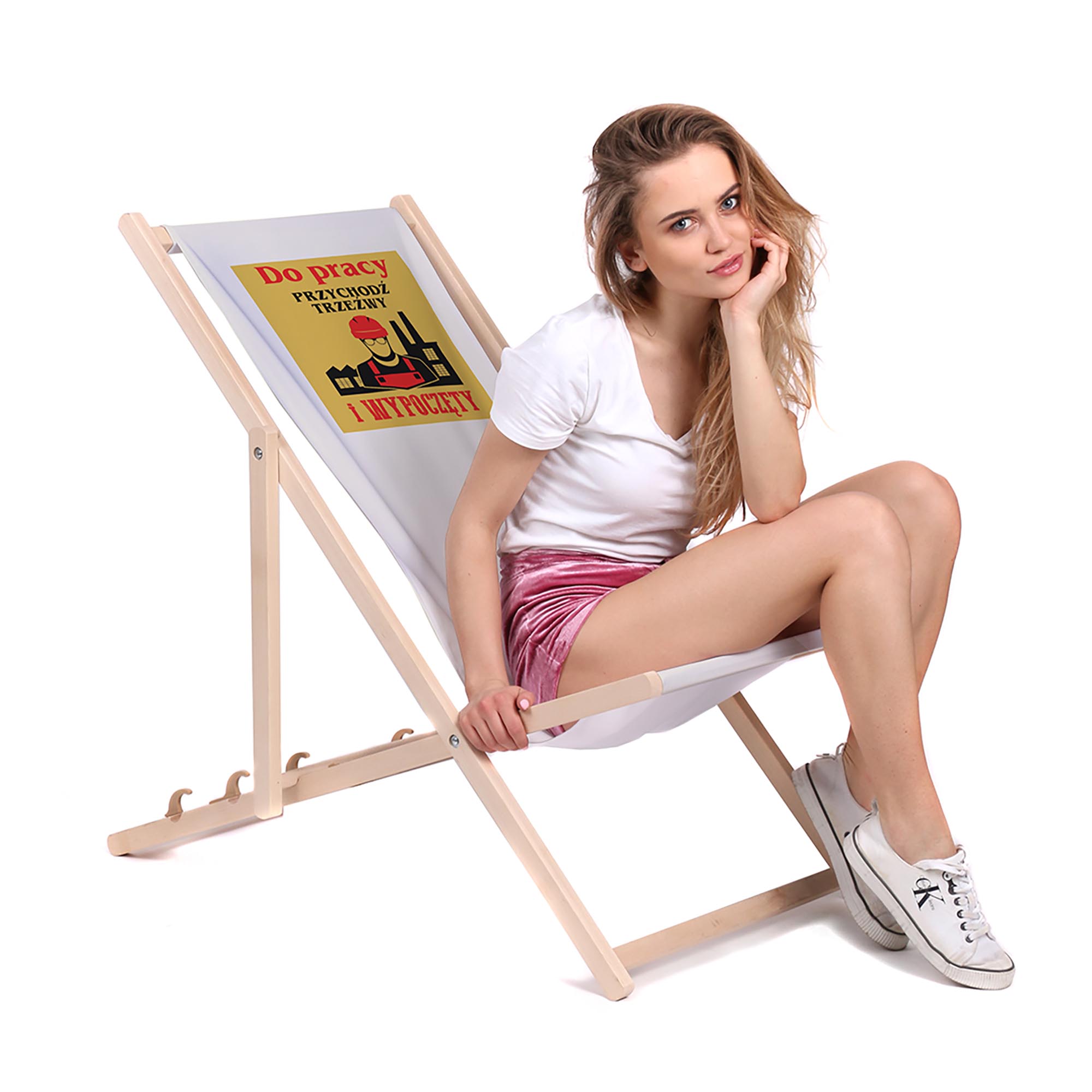 Drevené ležadlo Do práce choď triezvy