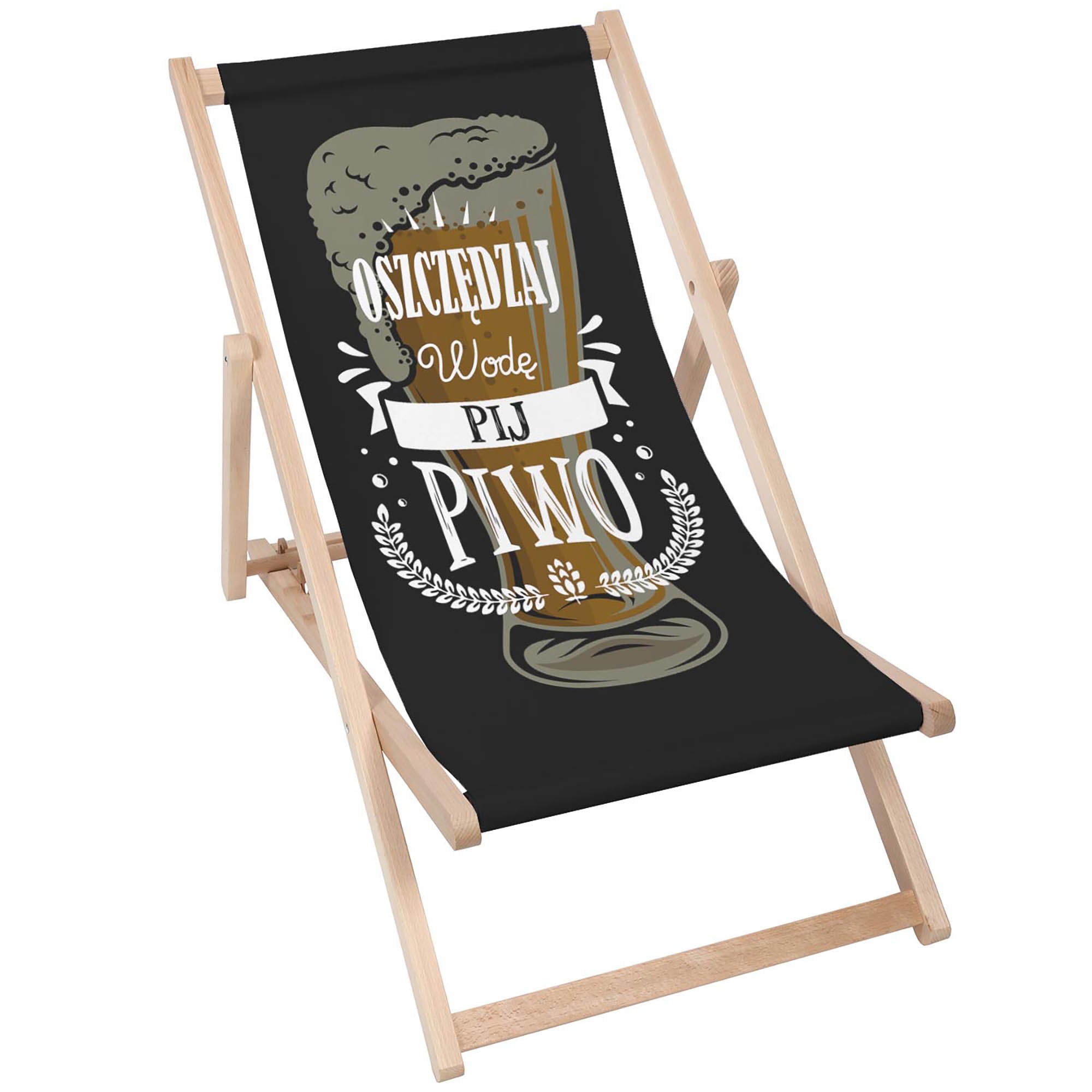 Drevené ležadlo Šetri vodu, pite pivo!