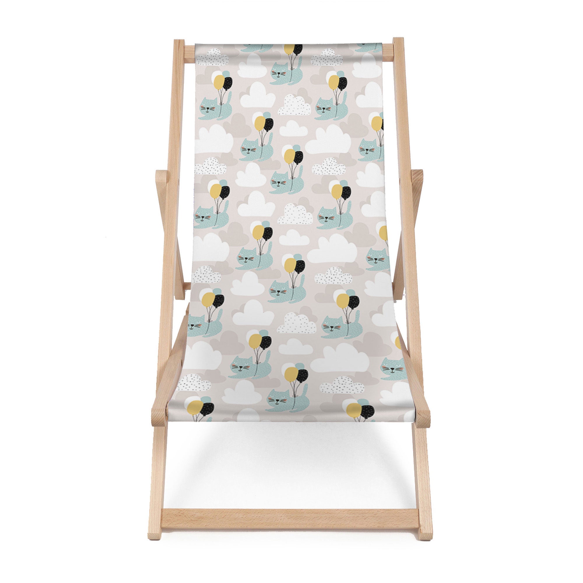 Wooden deck chair Cat with Balloons-M