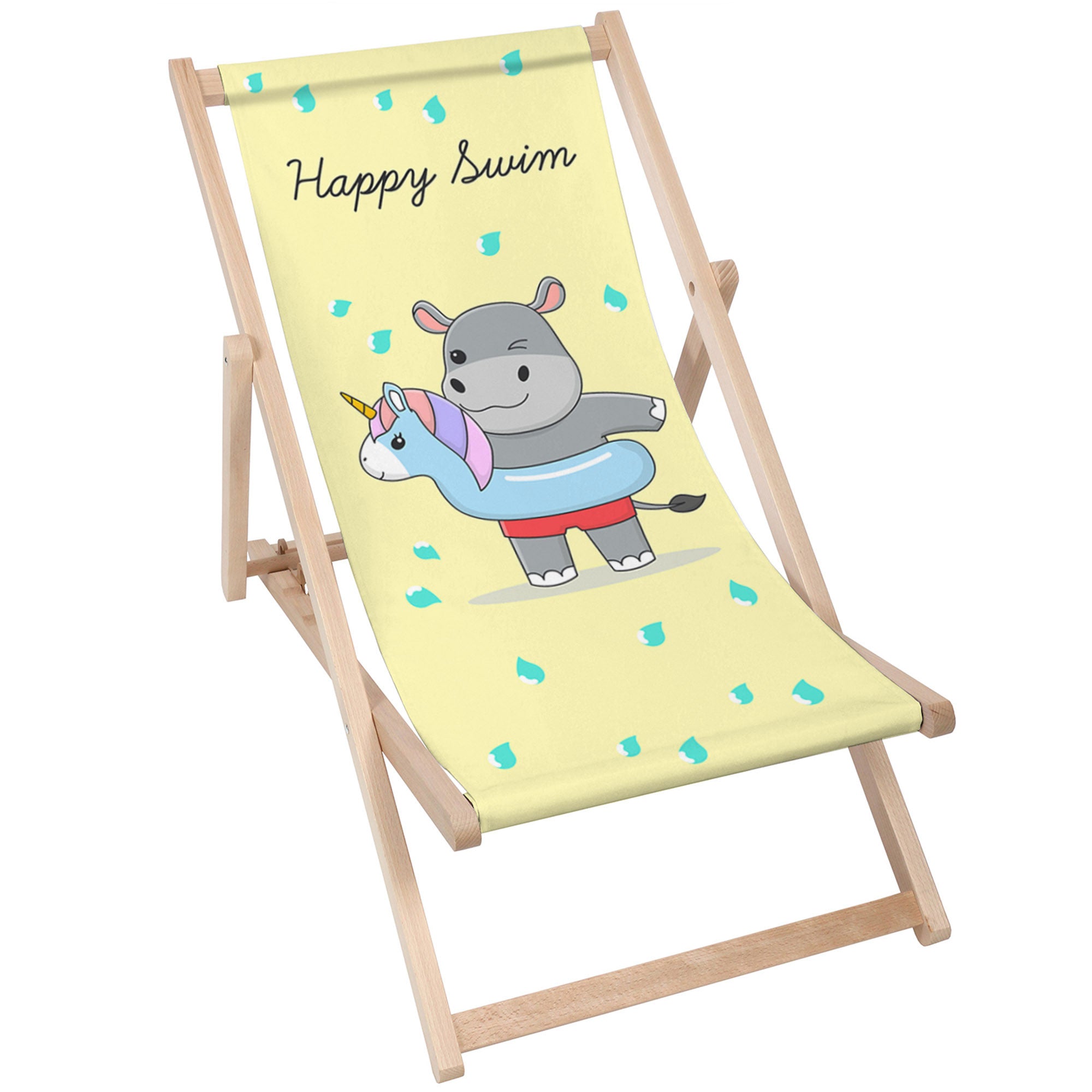 Wooden Deck Chair Happy Swim Boy-M