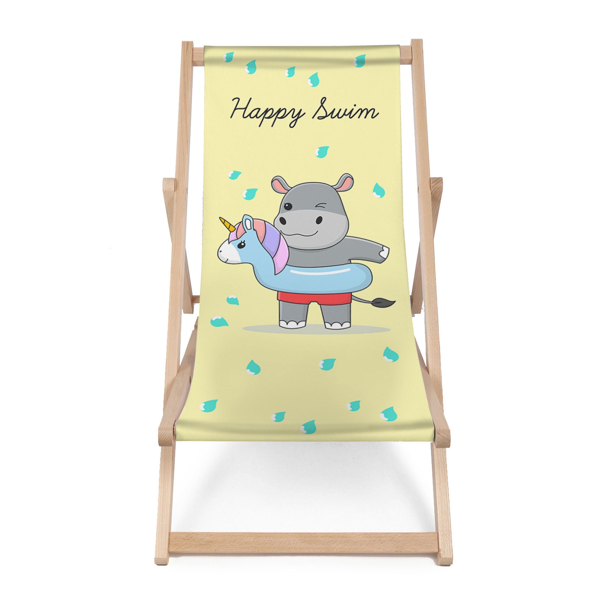 Wooden Deck Chair Happy Swim Boy-M