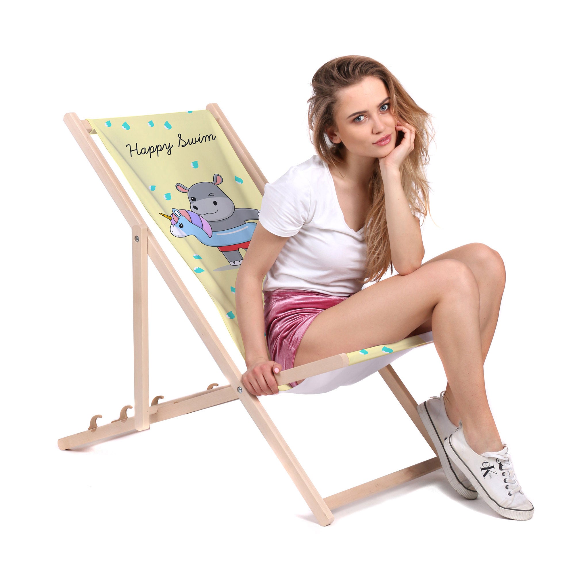 Wooden Deck Chair Happy Swim Boy-M