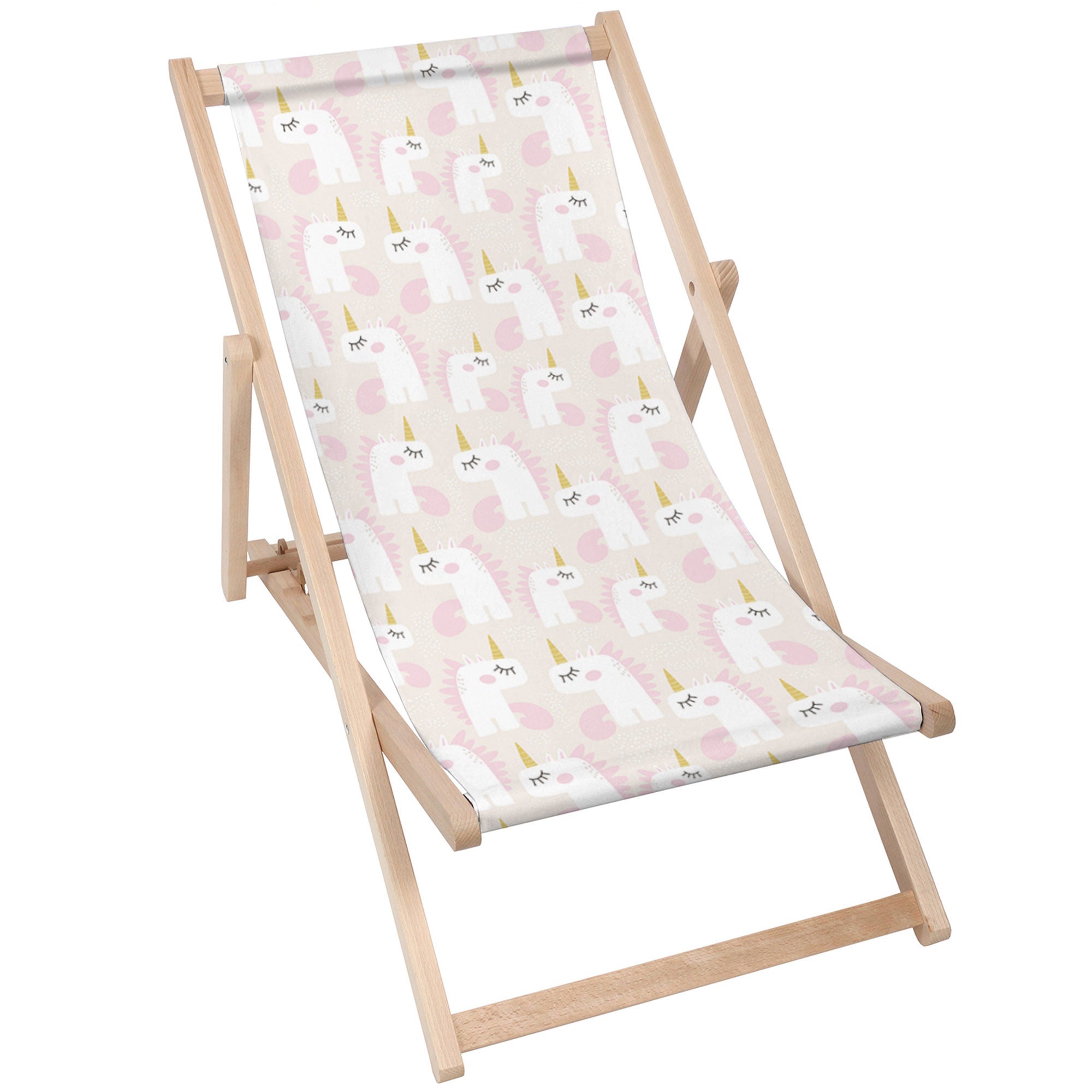 Wooden Deck Chair Sweet Pink Unicorn-M