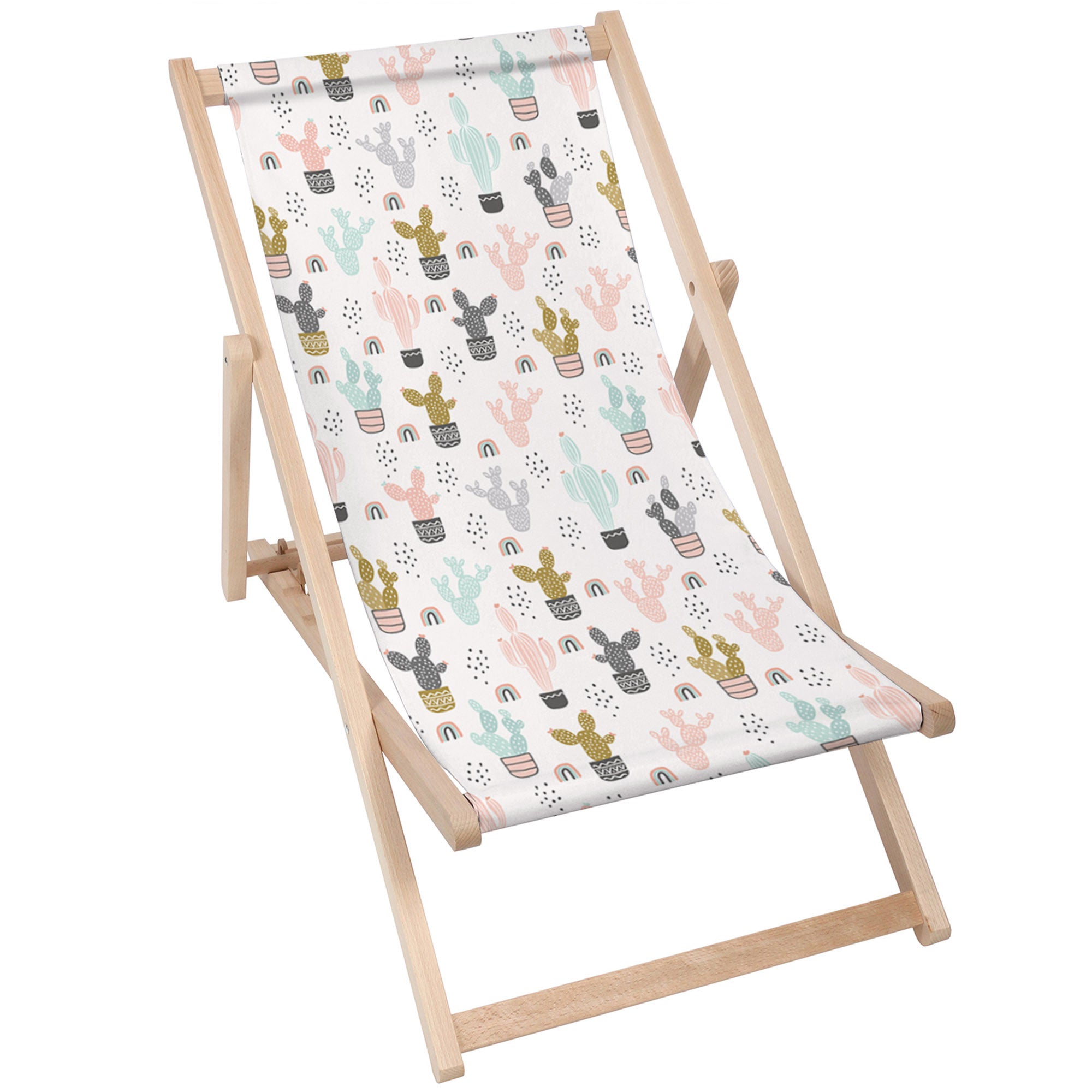 Wooden Deck Chair Colorful Cactus-M