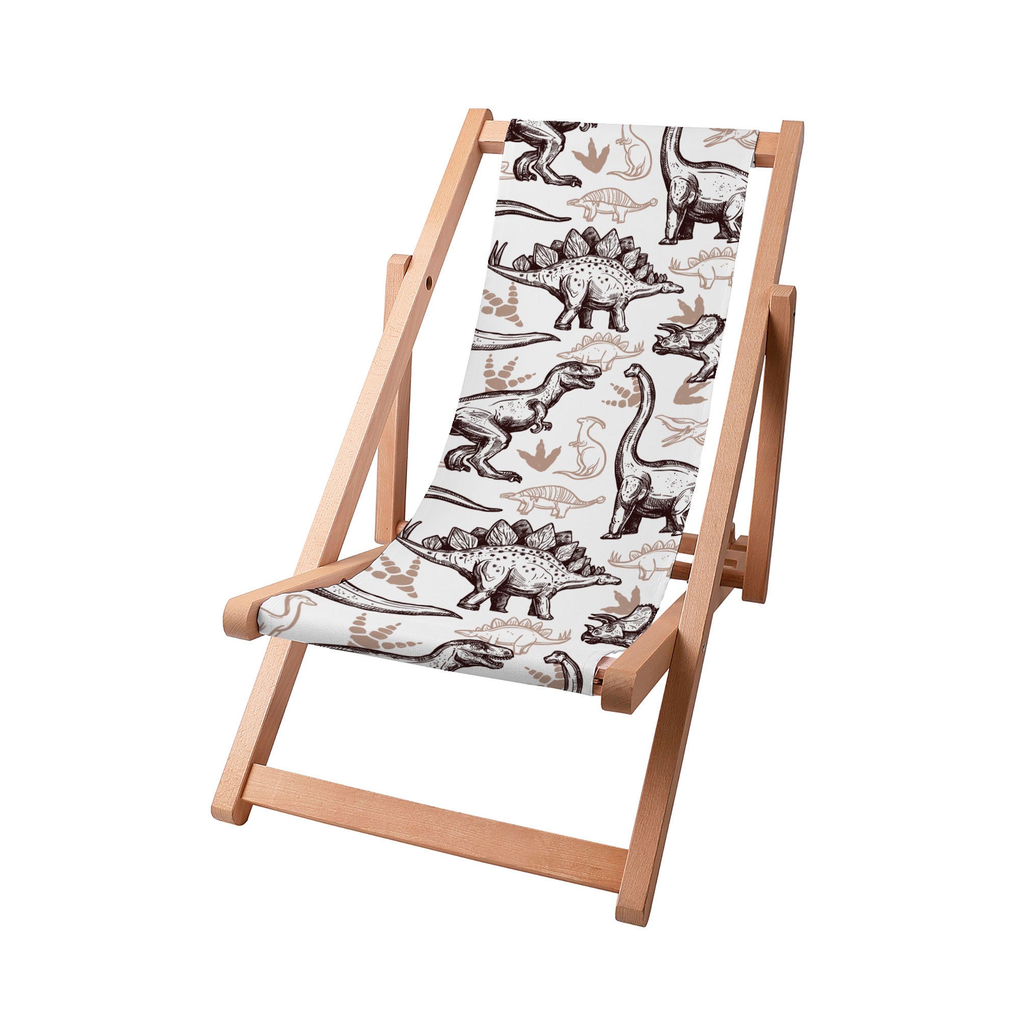 Wooden Deck Chair Dinosaurs Footprints
