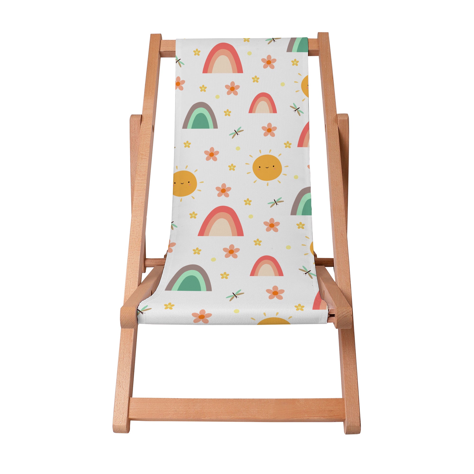 Wooden Deck Chair Rainbow and Sun