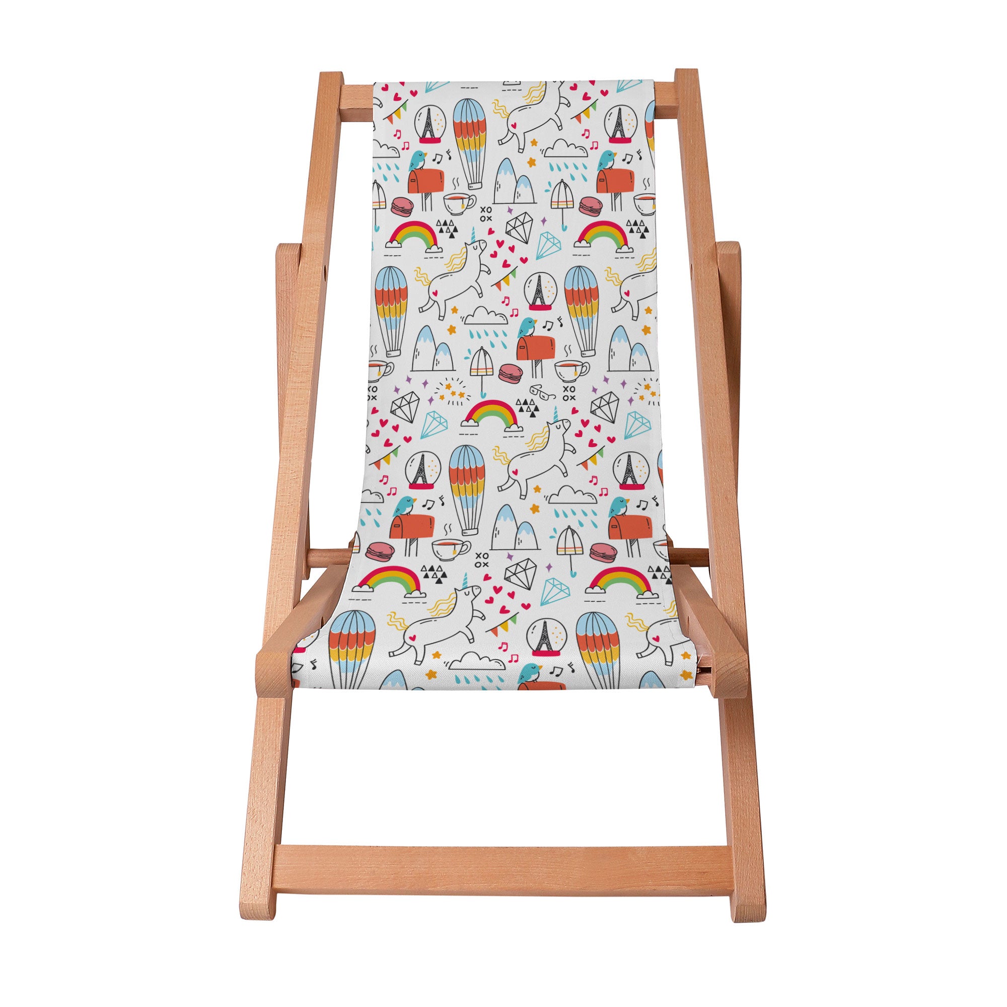 Wooden Deck Chair Rainbow Unicorns