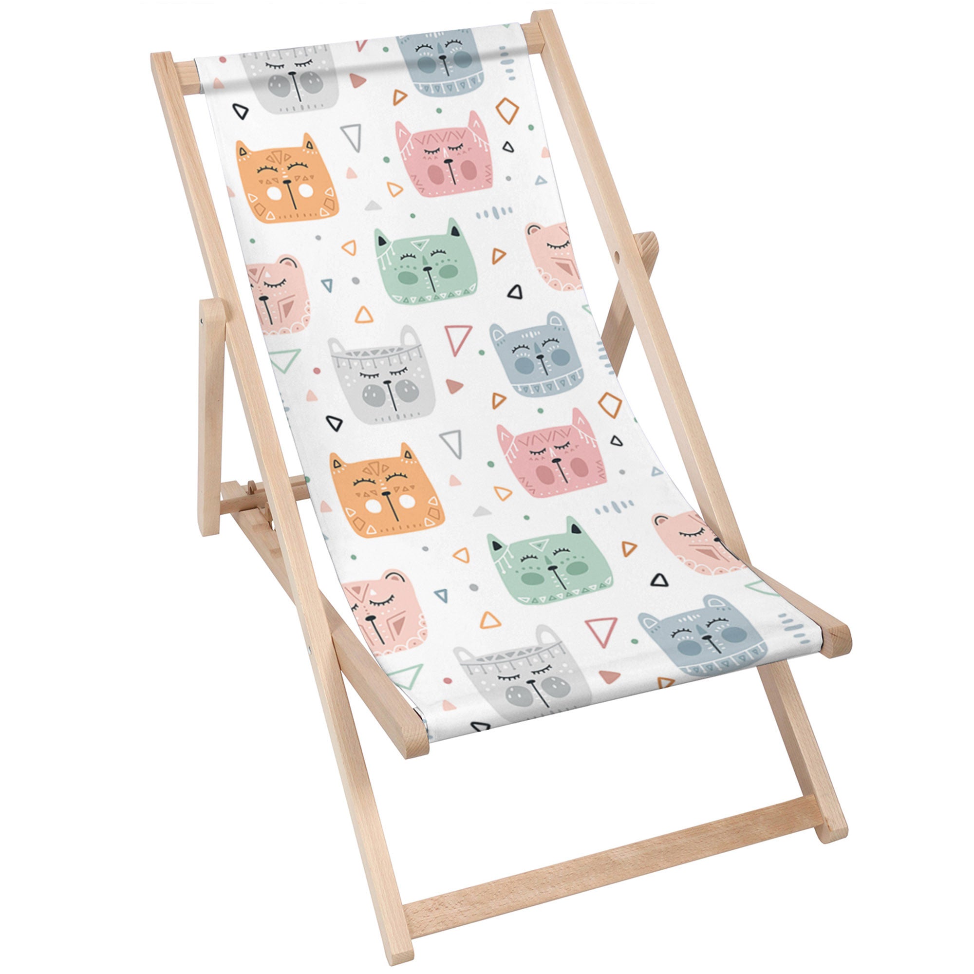 Wooden Deck Chair Sleepy Cats-M