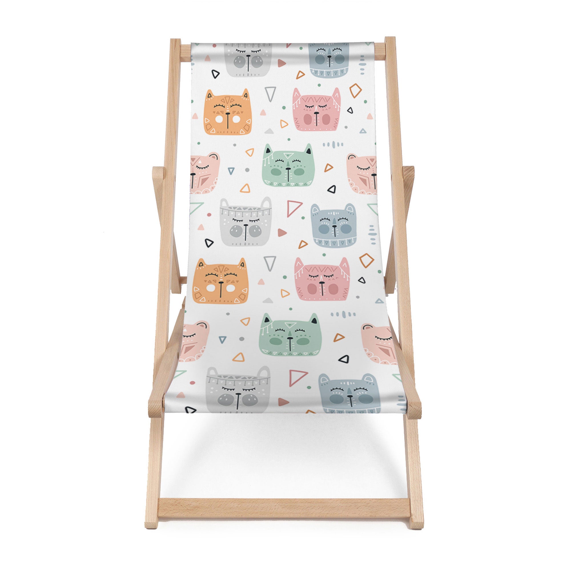 Wooden Deck Chair Sleepy Cats-M