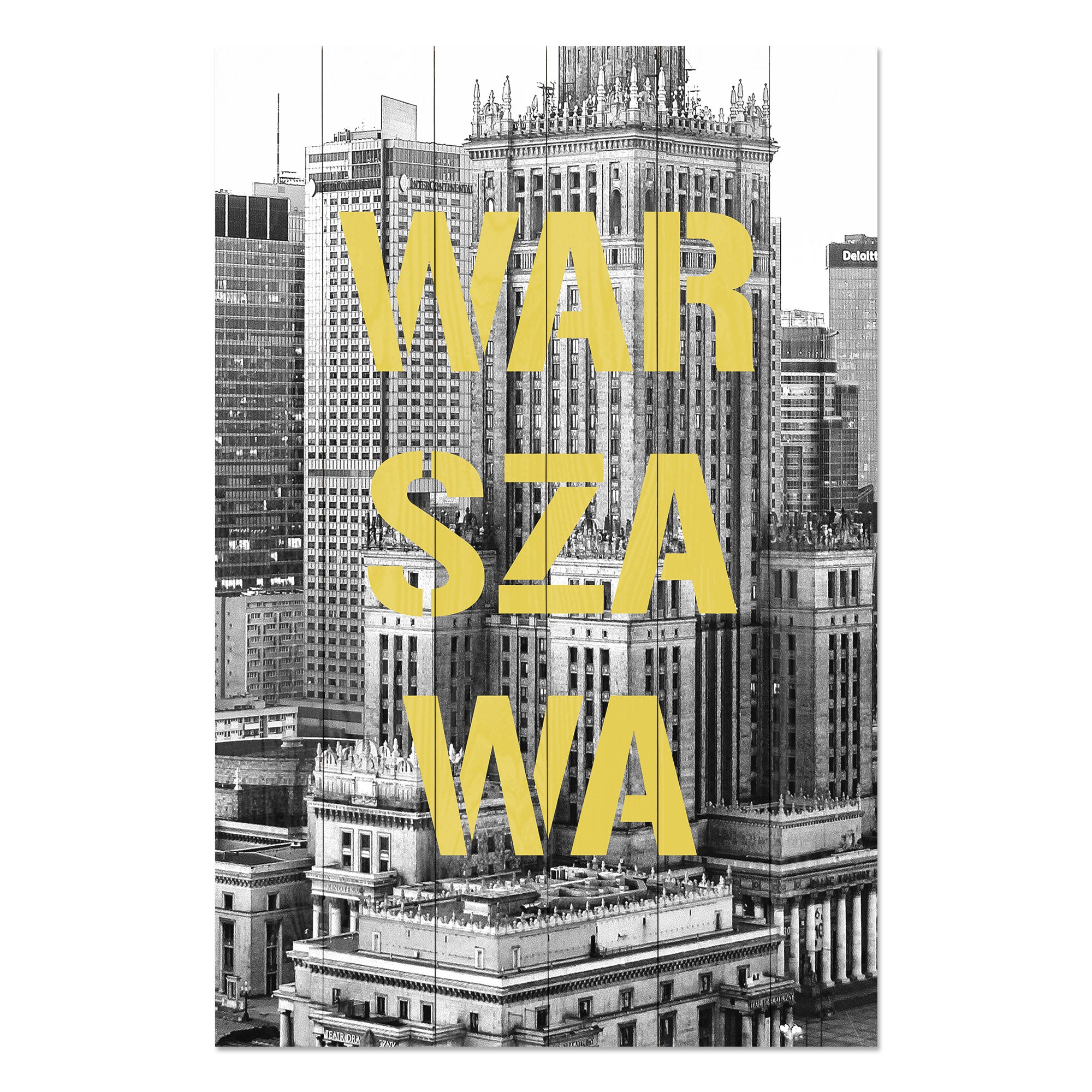 Obraz Wood Warszawa B&W