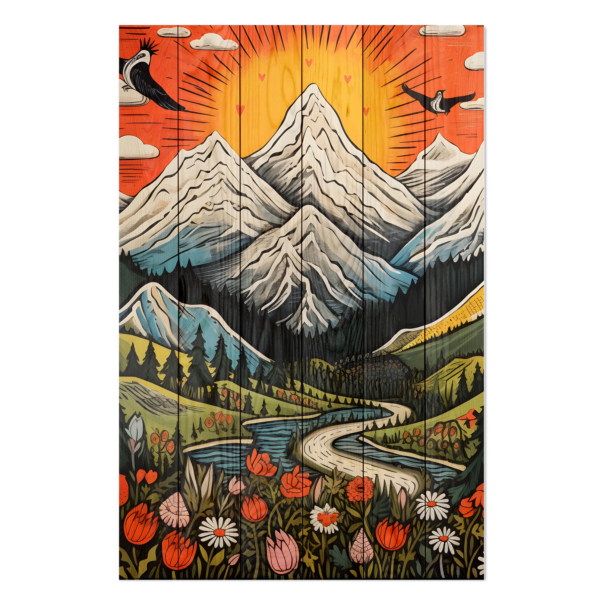 Obraz Wood Vintage Mountain-20x30 cm