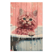 Obraz Wood Sweet Kitten Bath-40x60 cm