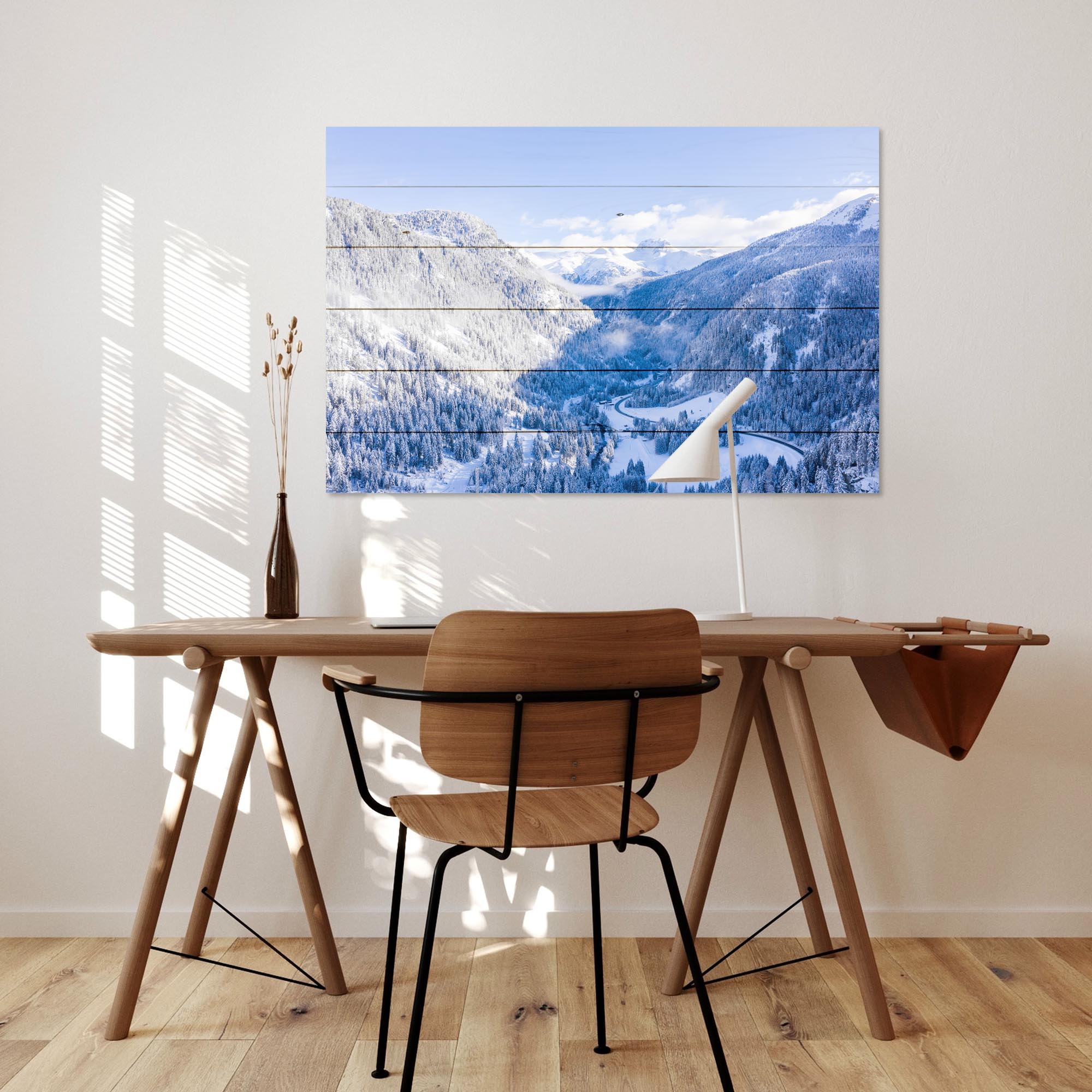 Obraz Wood Zimná horská krajina-50x70 cm
