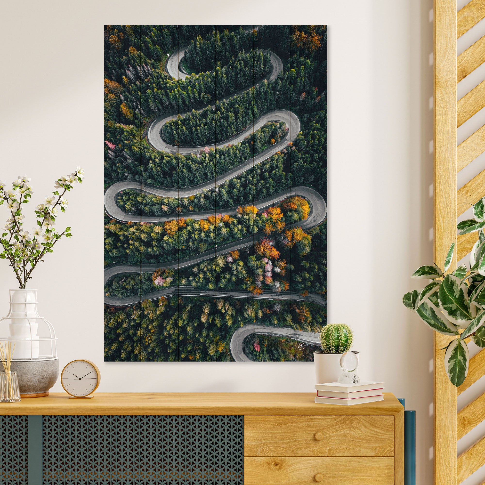 Obraz Wood Kľukatá cesta cez les-30x40 cm