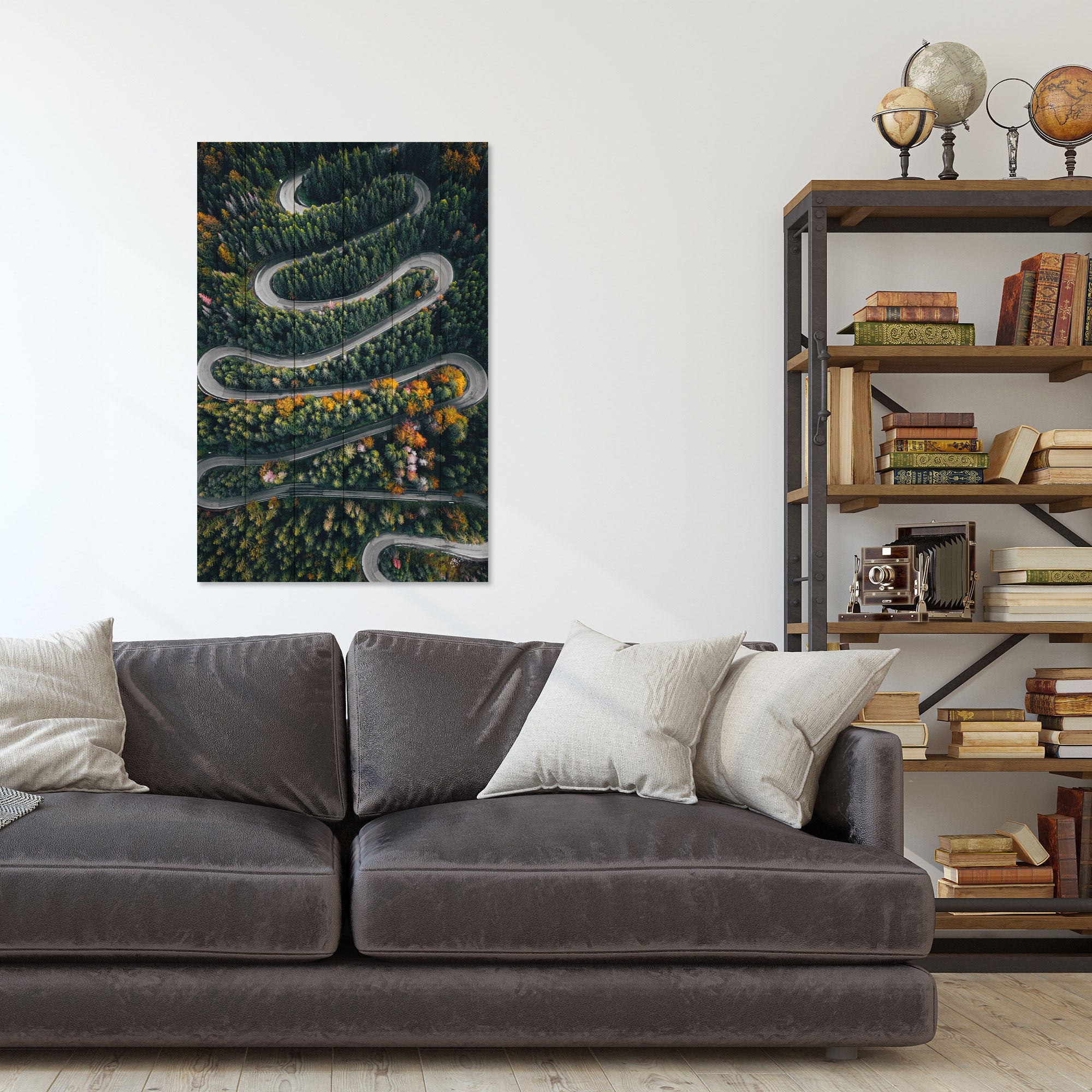 Obraz Wood Kľukatá cesta cez les-50x70 cm