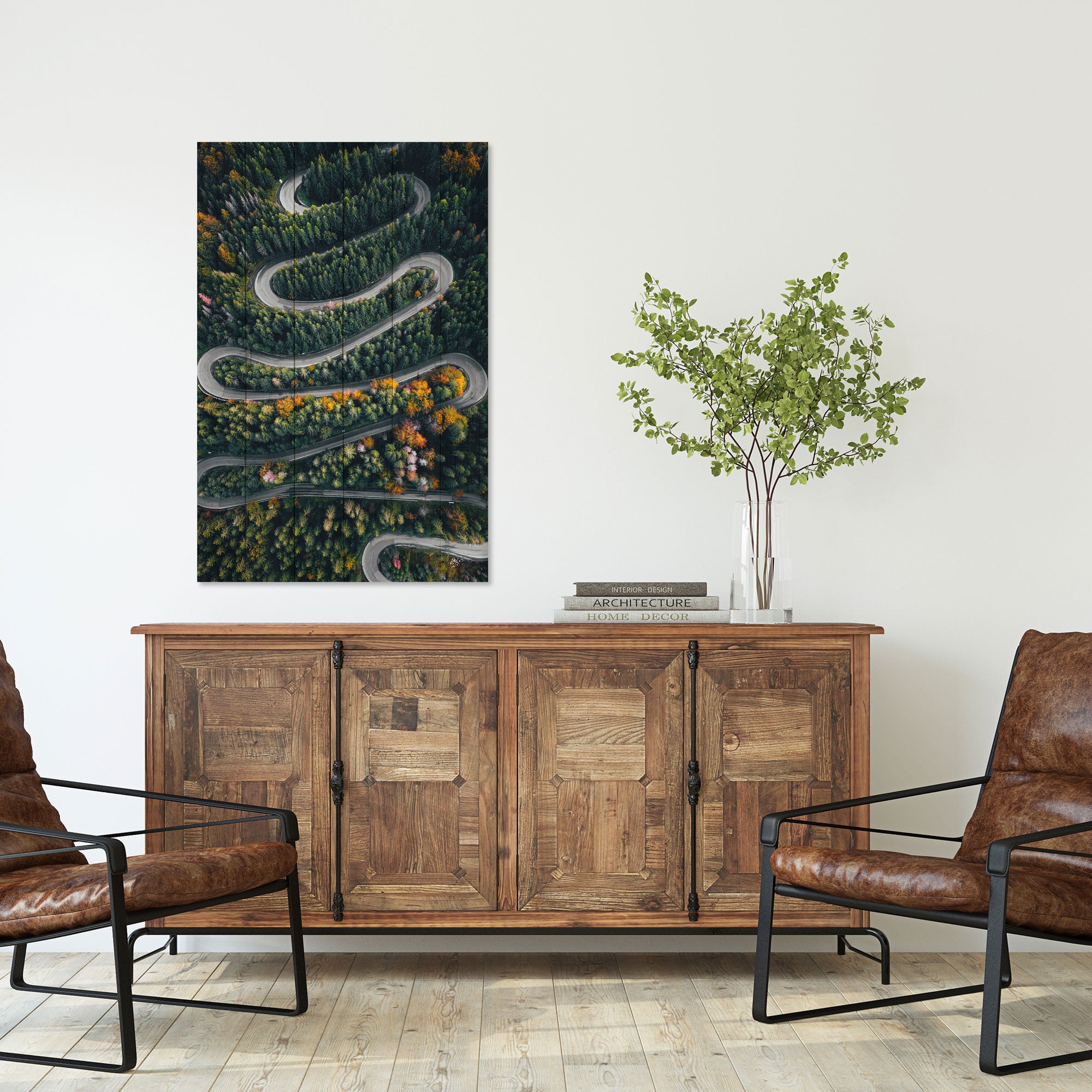 Obraz Wood Kľukatá cesta cez les-30x40 cm