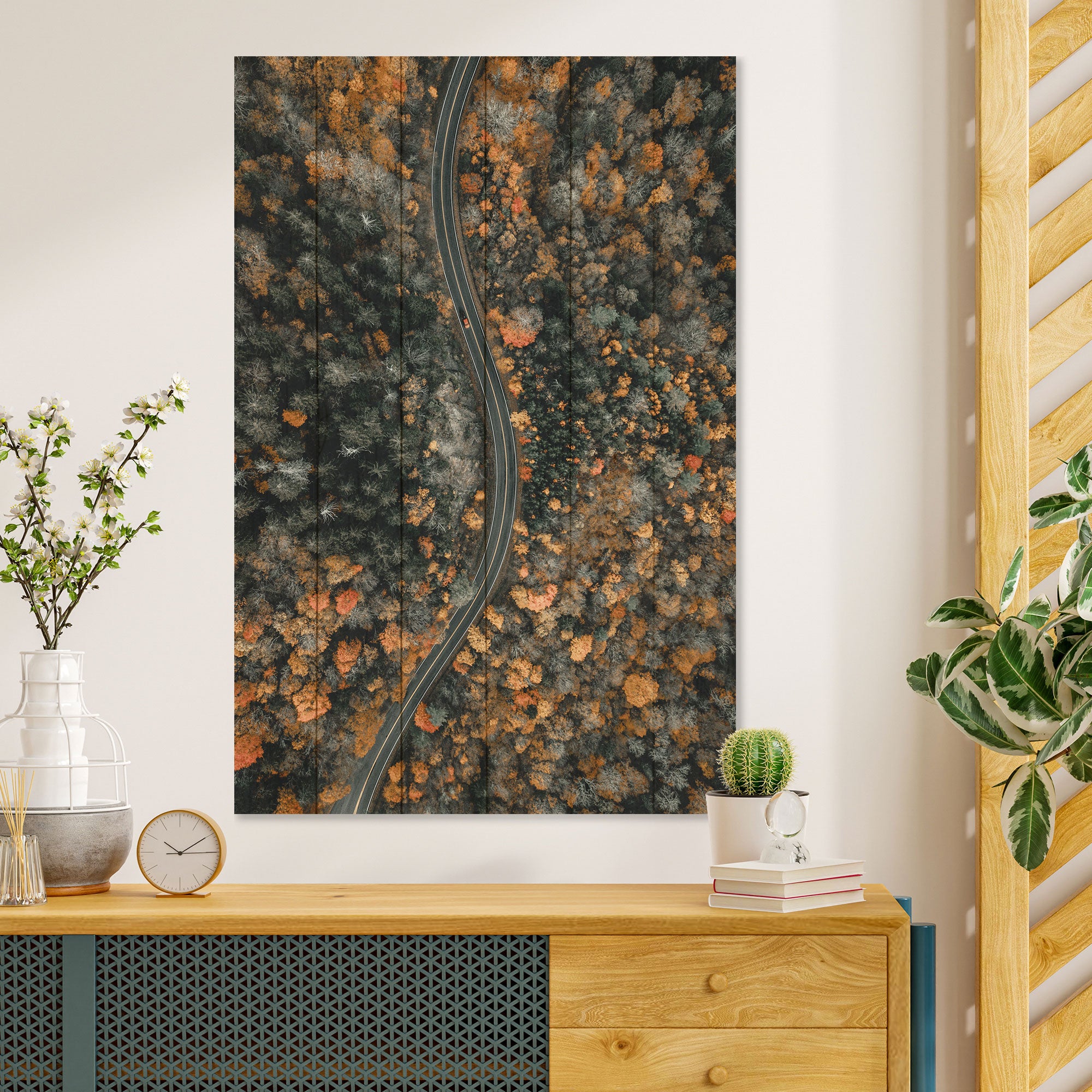 Obraz Wood Kľukatá cesta-20x30 cm