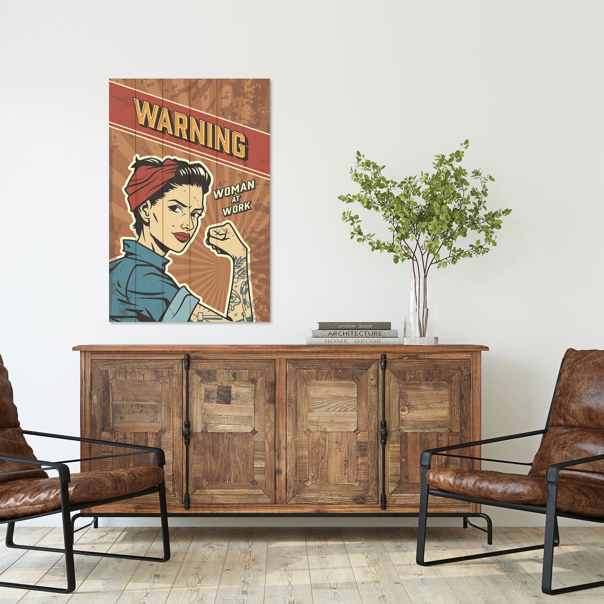 Obraz Wood Warning-50x70 cm
