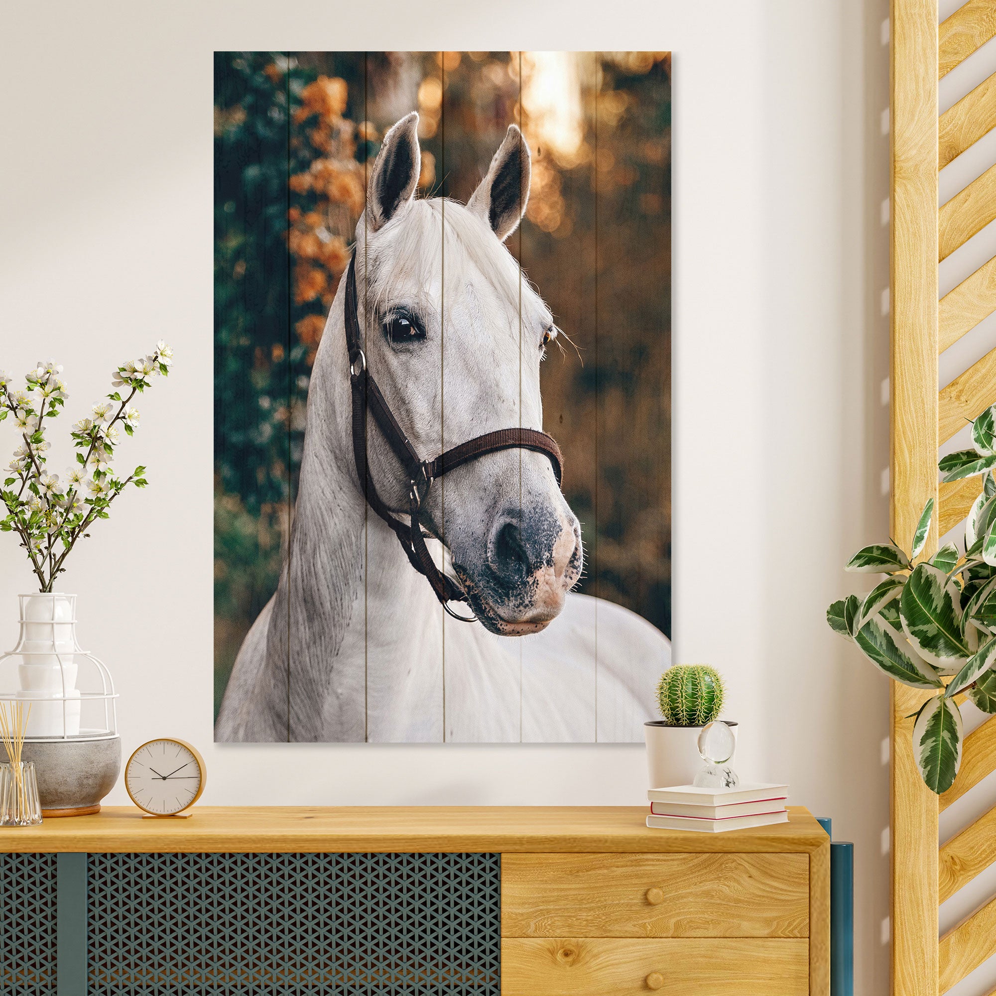 Obraz Wood White Horse-20x30 cm