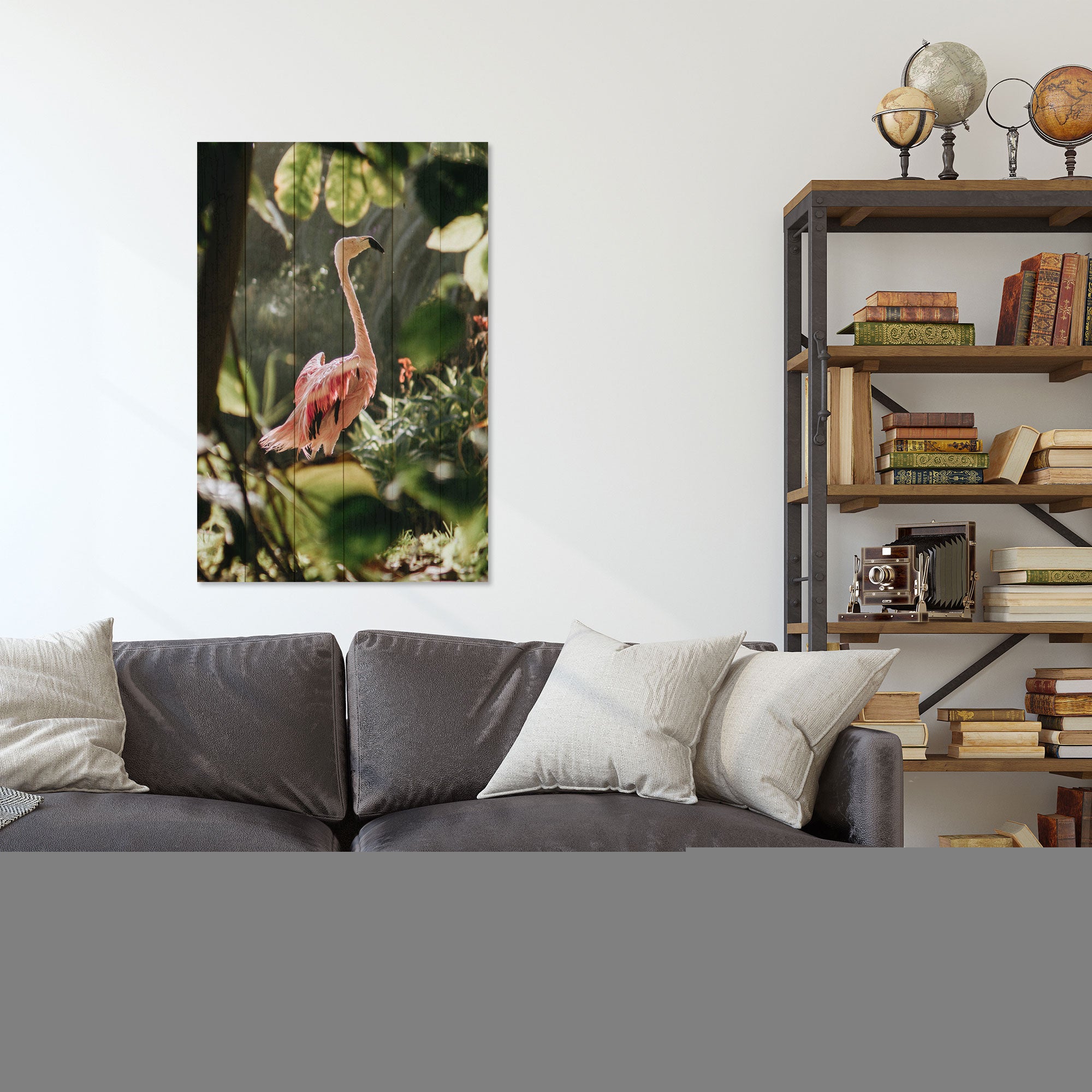 Obraz Wood Tropical Flamingo-70x90 cm