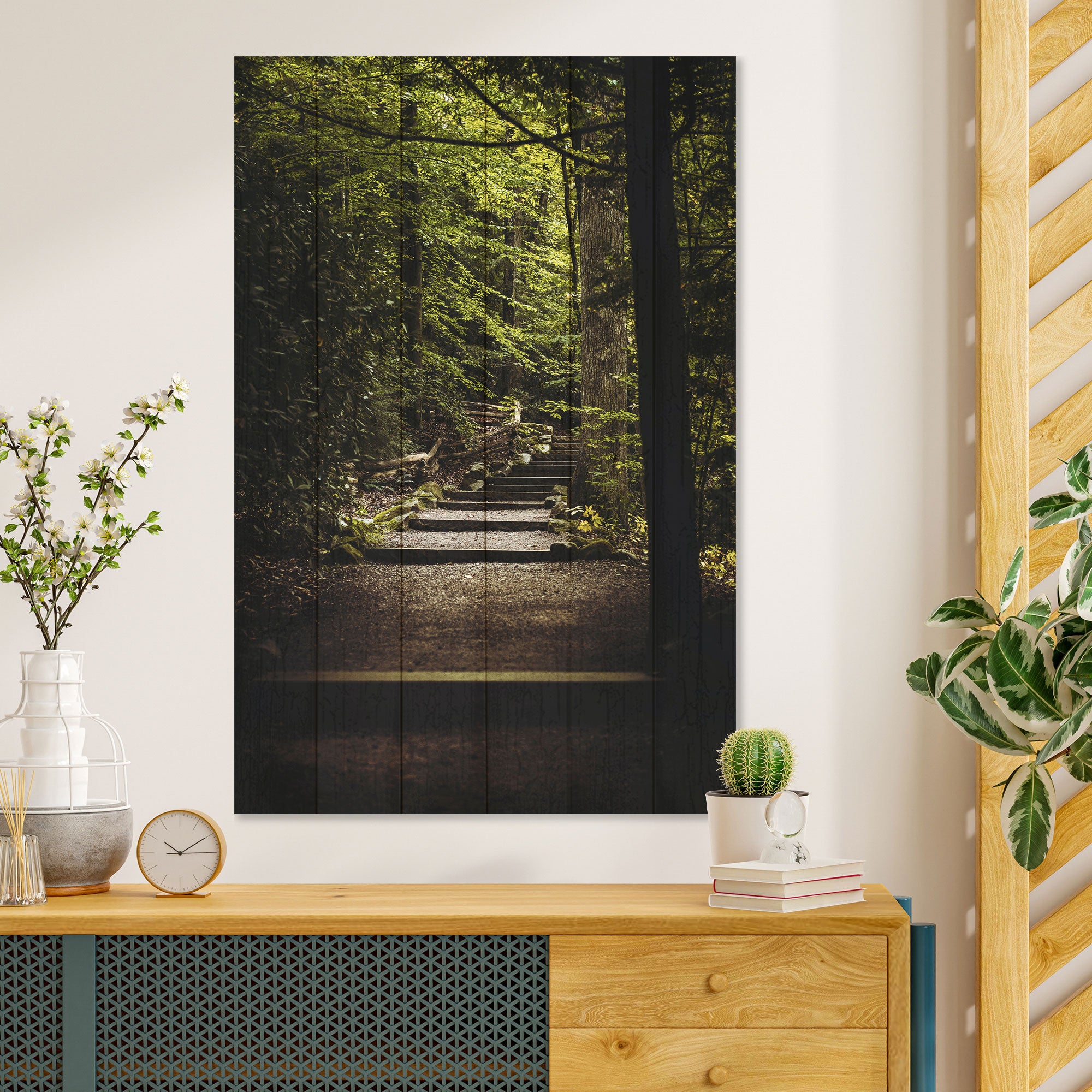 Obraz Wood Schody v lese-20x30 cm