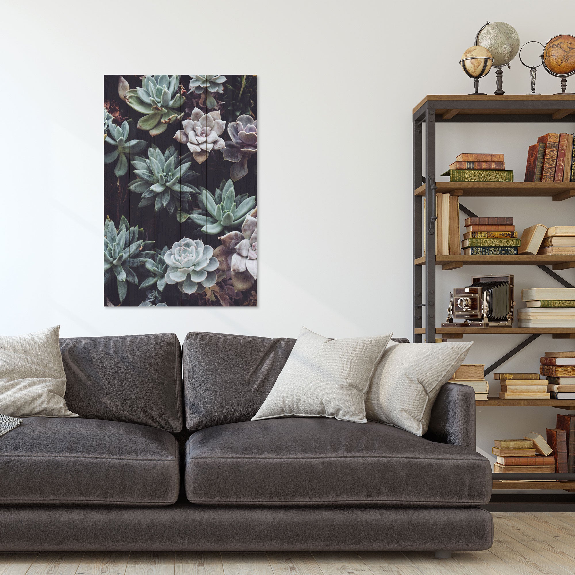 Bild Holz Sukkulenten-50x70 cm