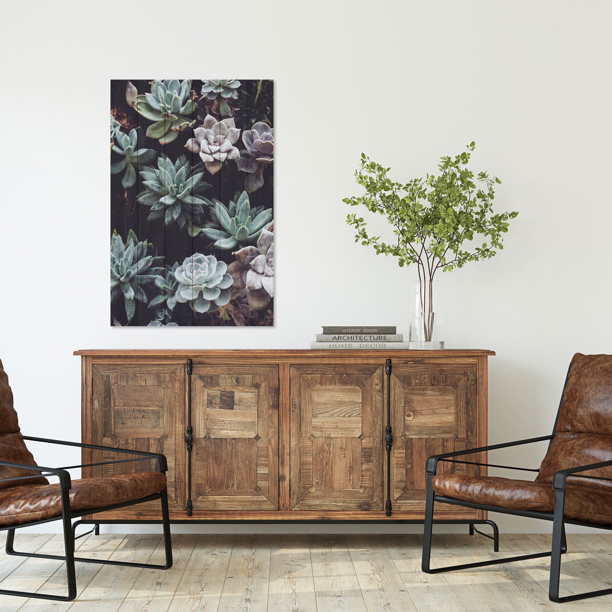 Bild Holz Sukkulenten-50x70 cm