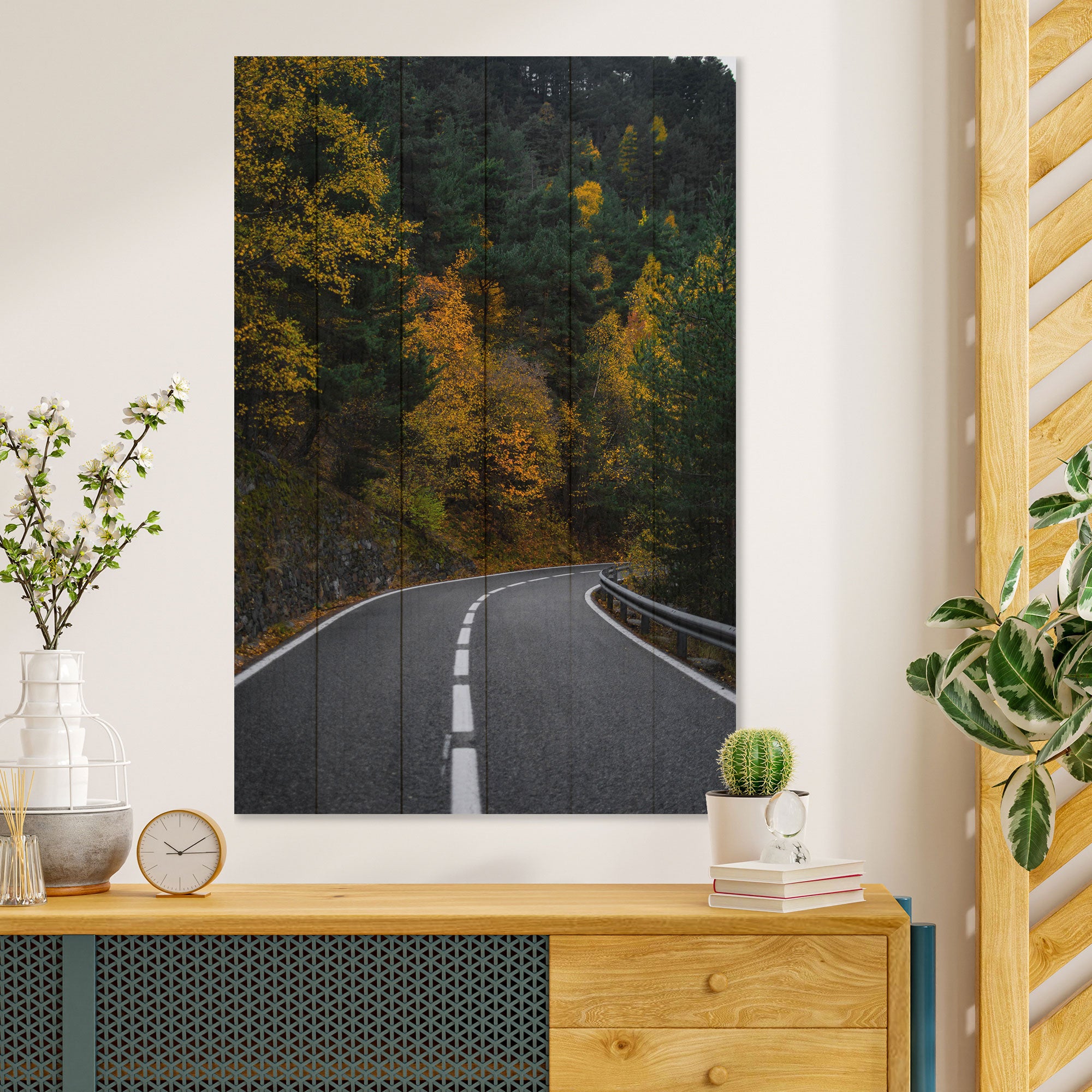Bild Holz Straße durch den Wald-30x40 cm