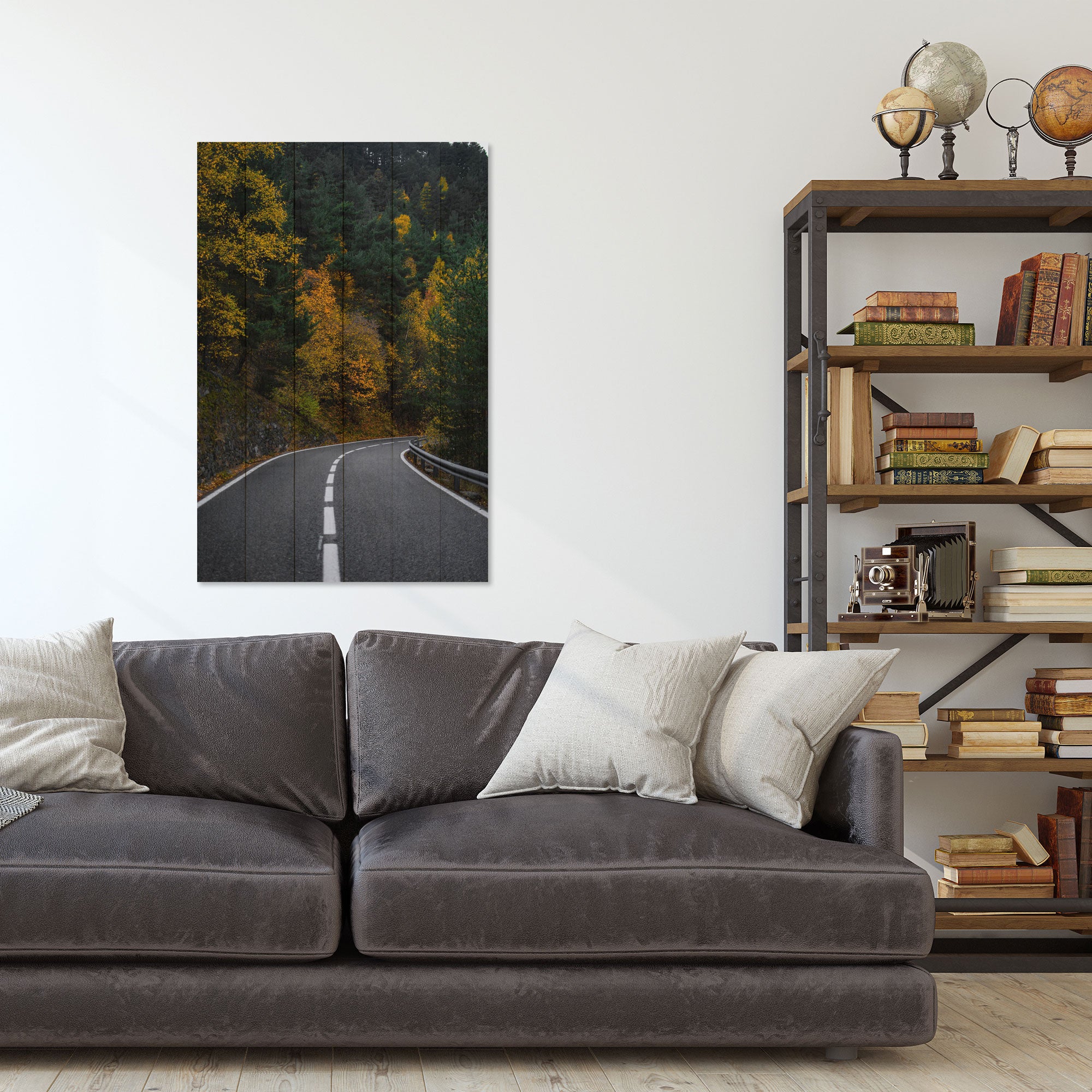 Bild Holz Straße durch den Wald-30x40 cm