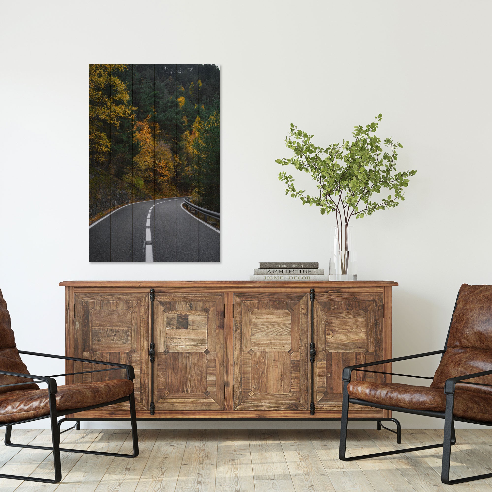 Bild Holz Straße durch den Wald-30x40 cm
