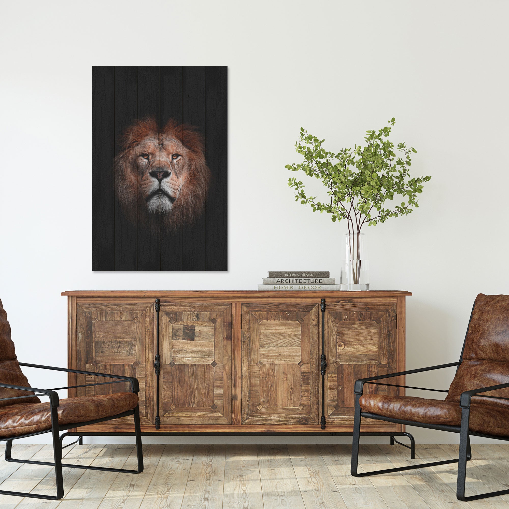 Obraz Wood Portrét leva-70x90 cm