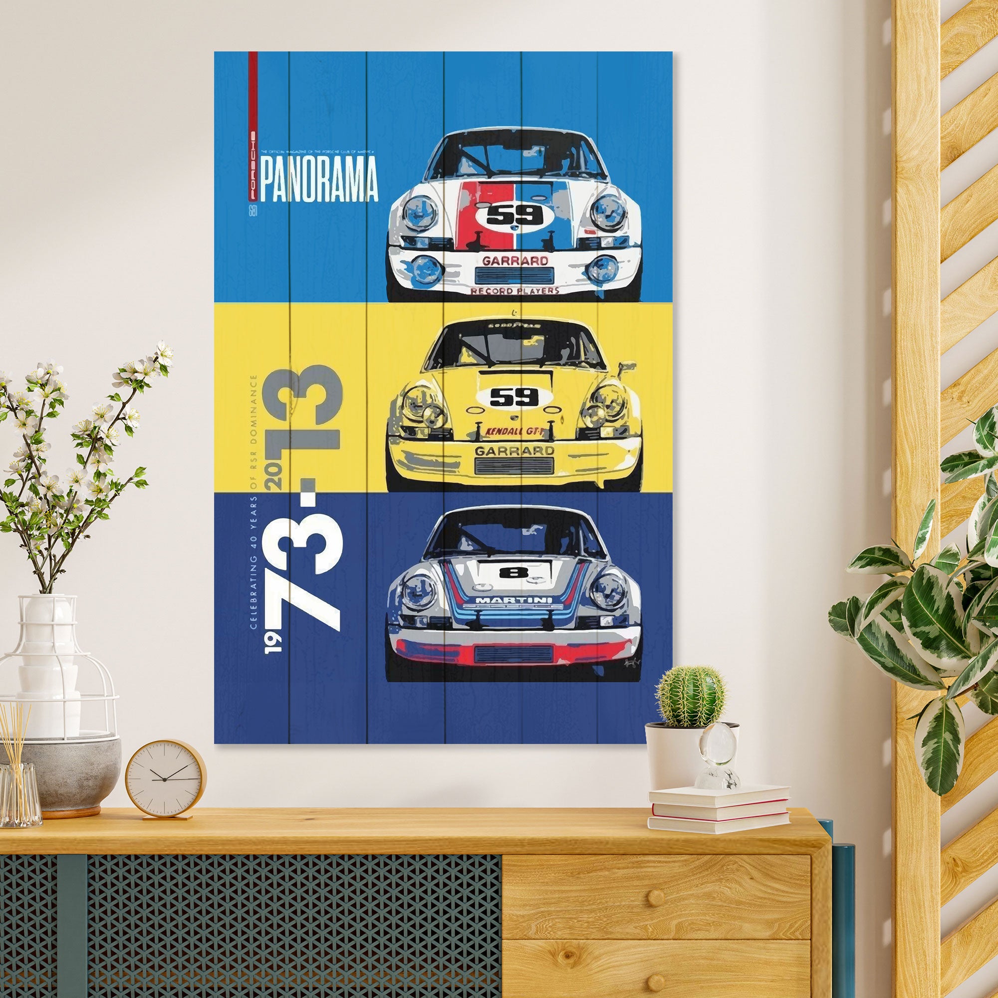 Wood Painting Rally Cars-40x60 cm
