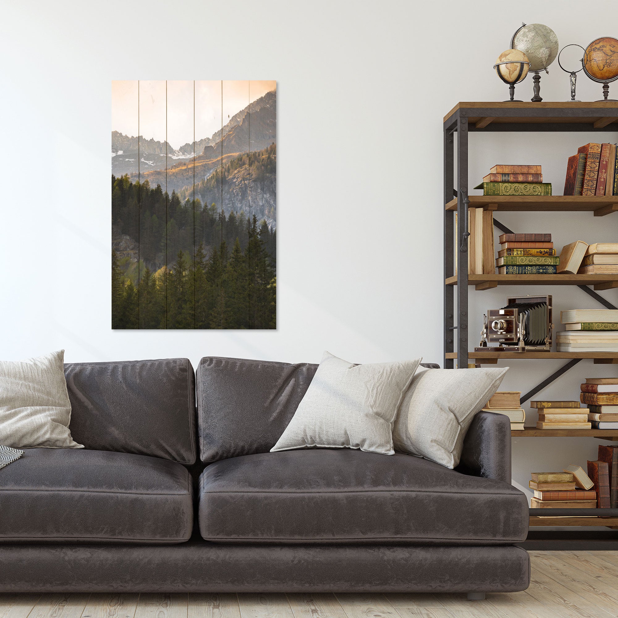 Obraz Wood Stromy v horách-30x40 cm