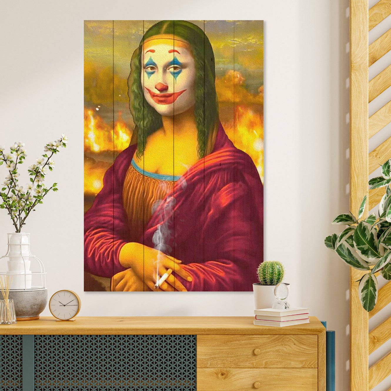 Obraz Wood Mona Lisa Koláž Joker-50x70 cm