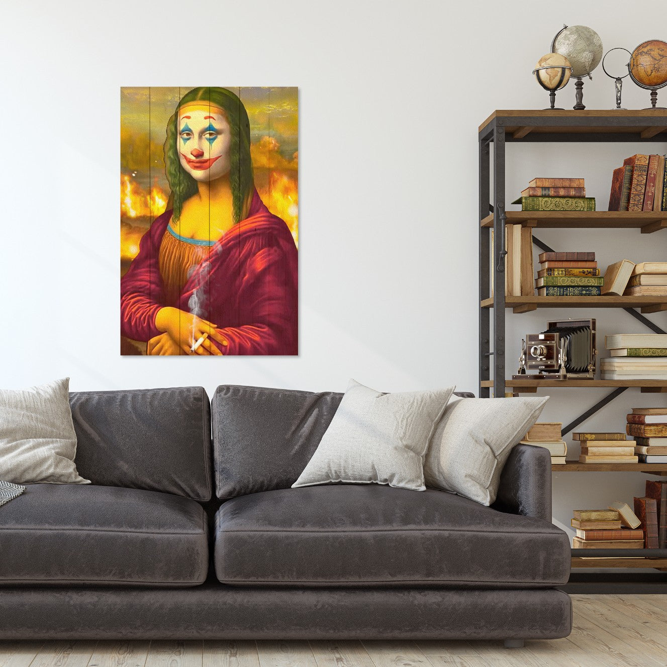 Obraz Wood Mona Lisa Koláž Joker-50x70 cm