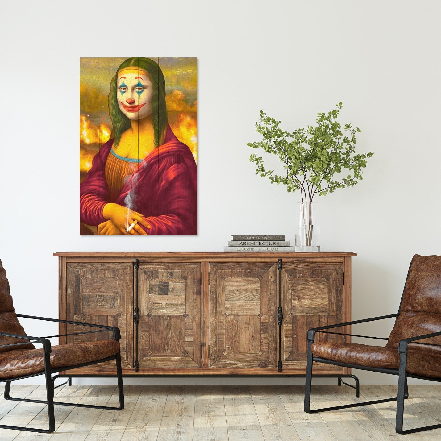 Obraz Wood Mona Lisa Koláž Joker-50x70 cm