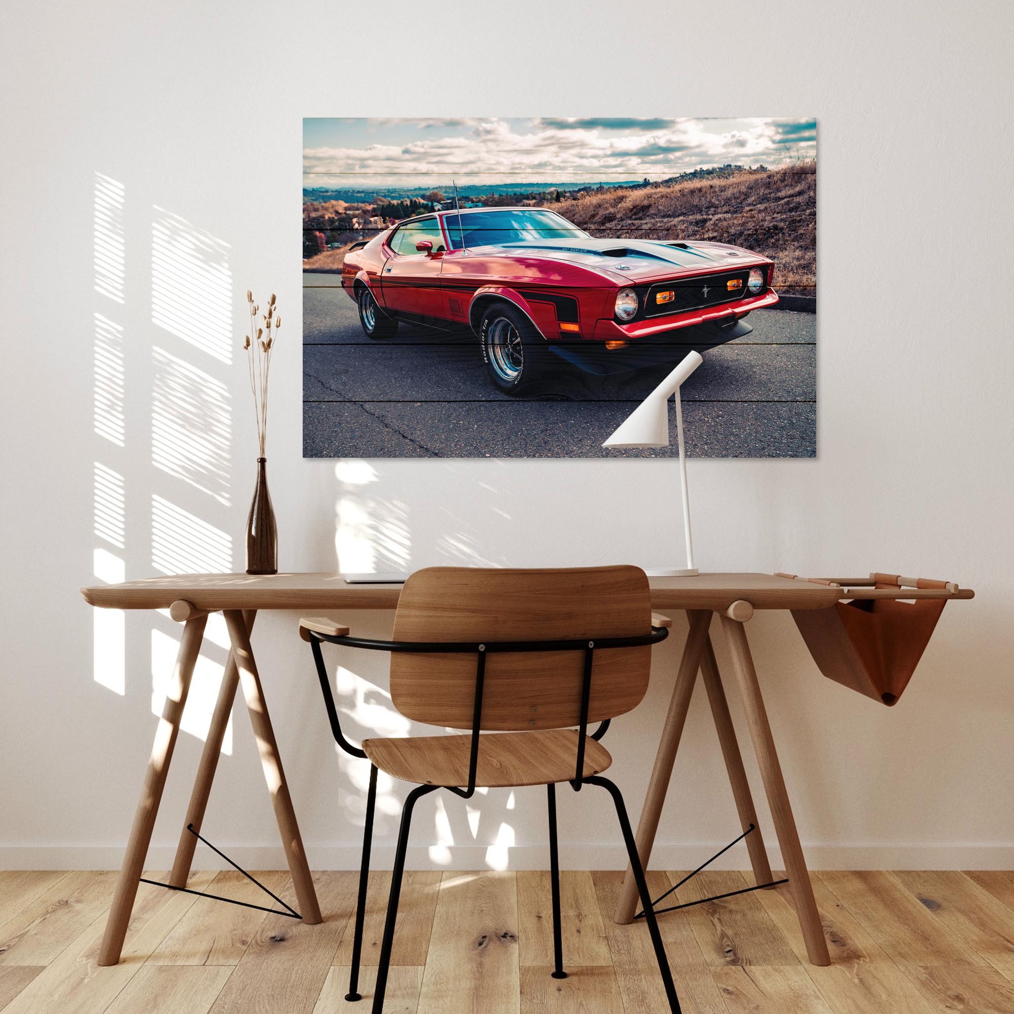 Obraz Wood Červený Mustang-50x70 cm