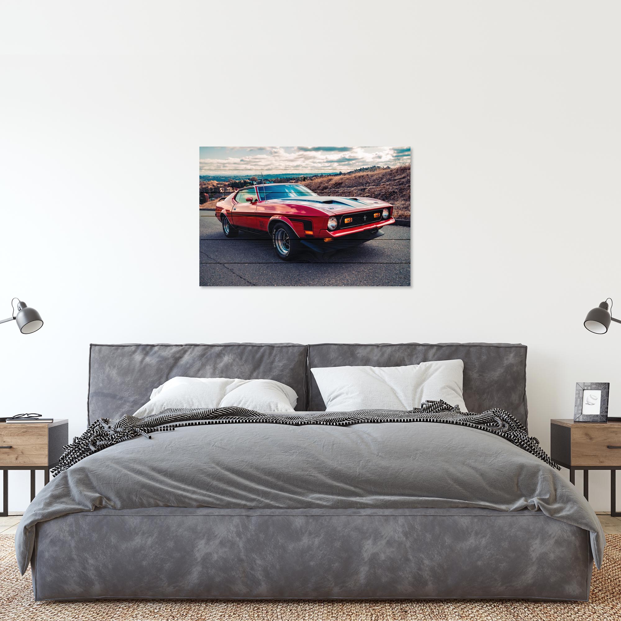 Obraz Wood Červený Mustang-50x70 cm