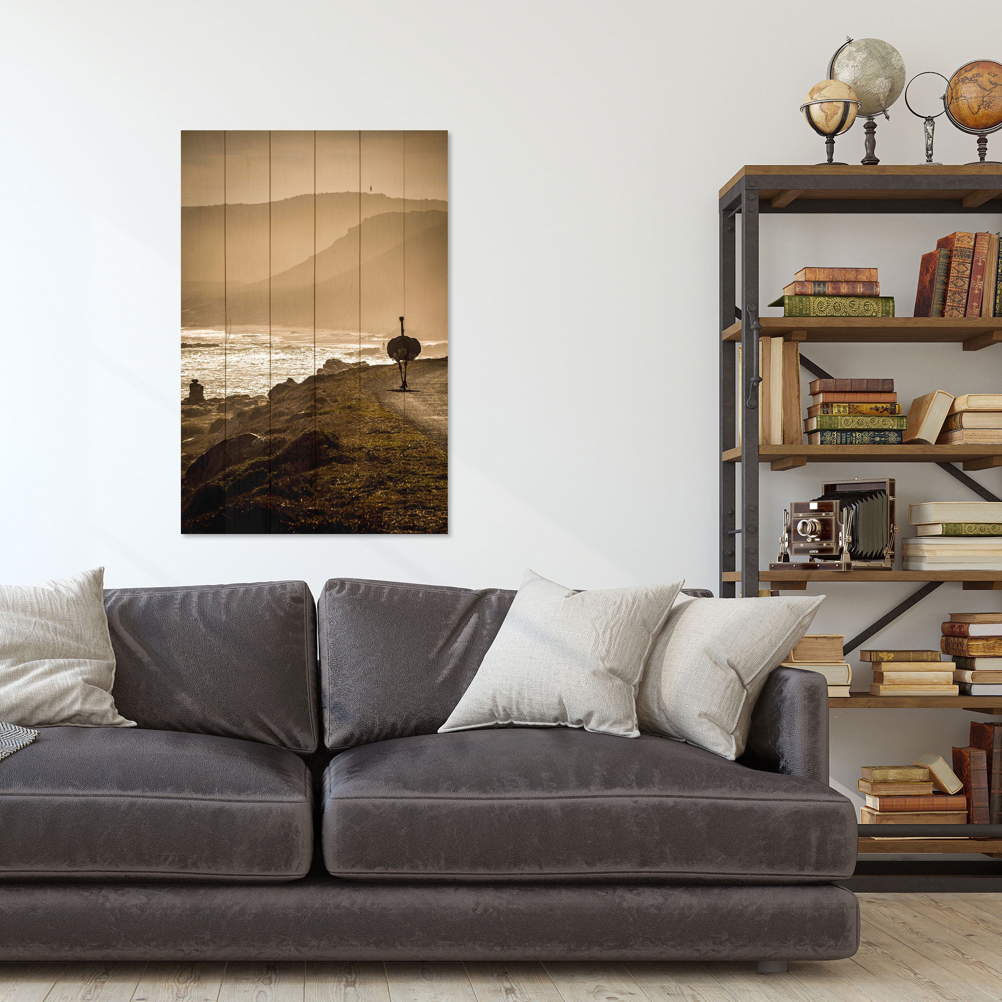 Obraz Wood Pštros na Pobreží-30x40 cm