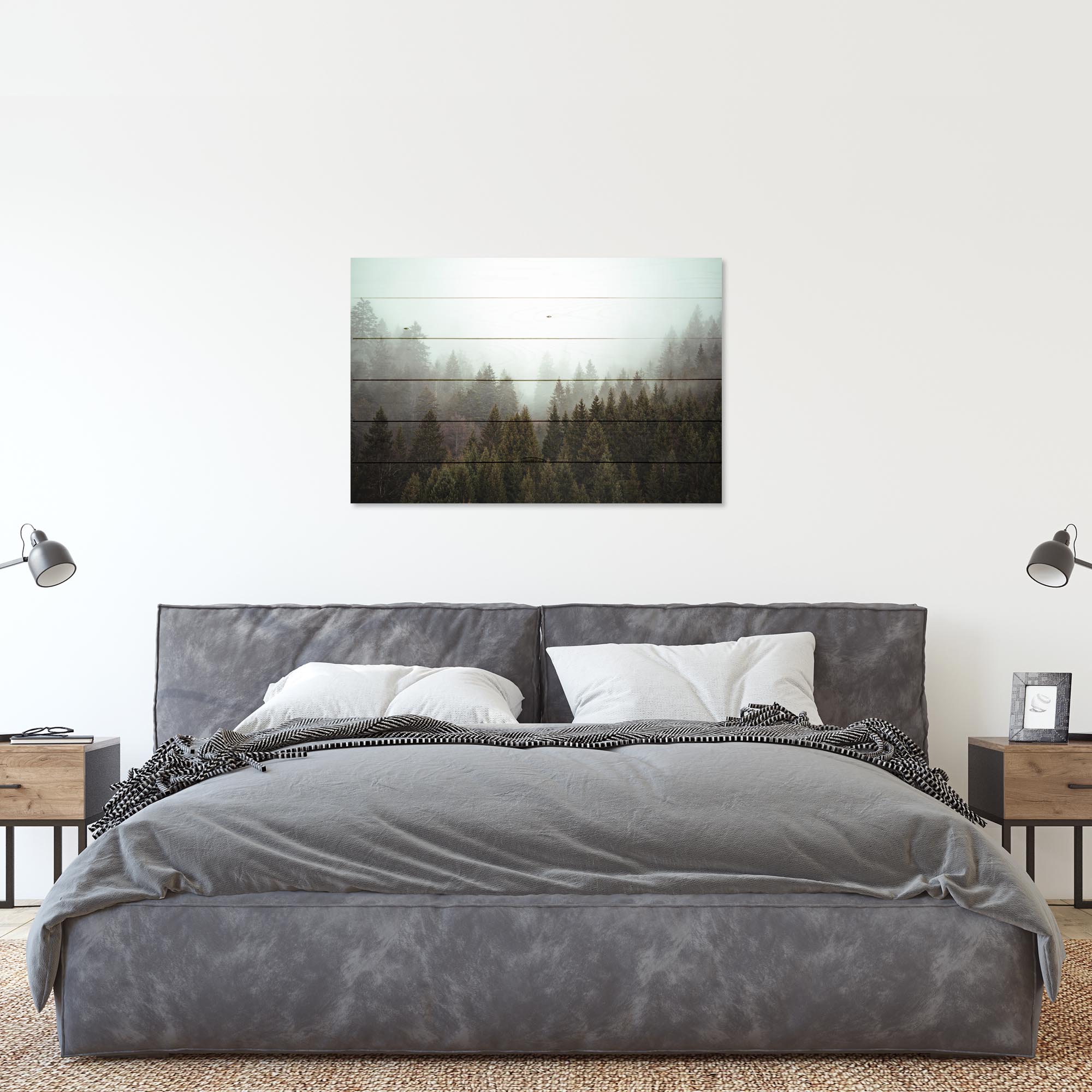 Obraz Wood Hmlistý Ihličnatý Les-40x60 cm