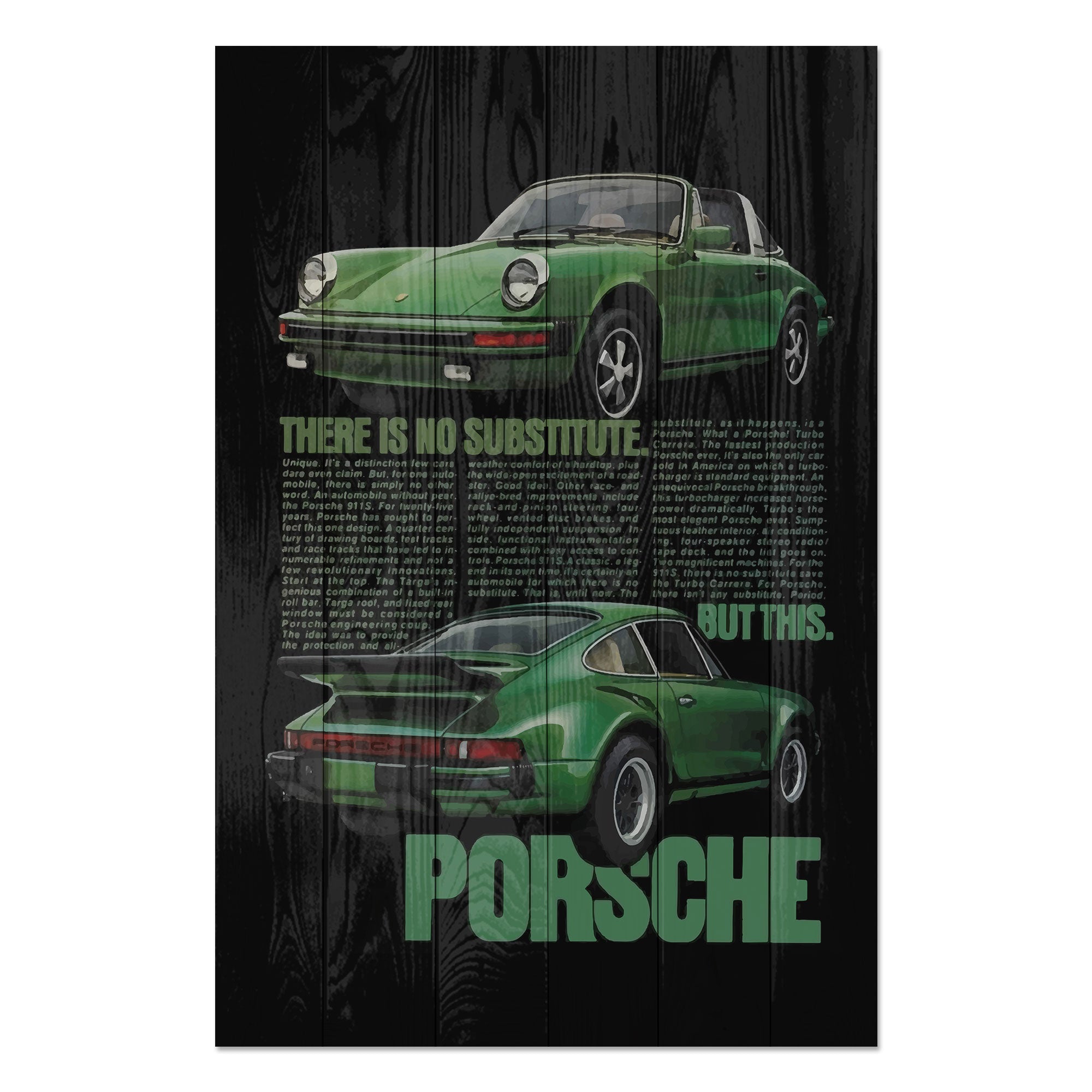 Obraz Wood Zelené Porsche-20x30 cm