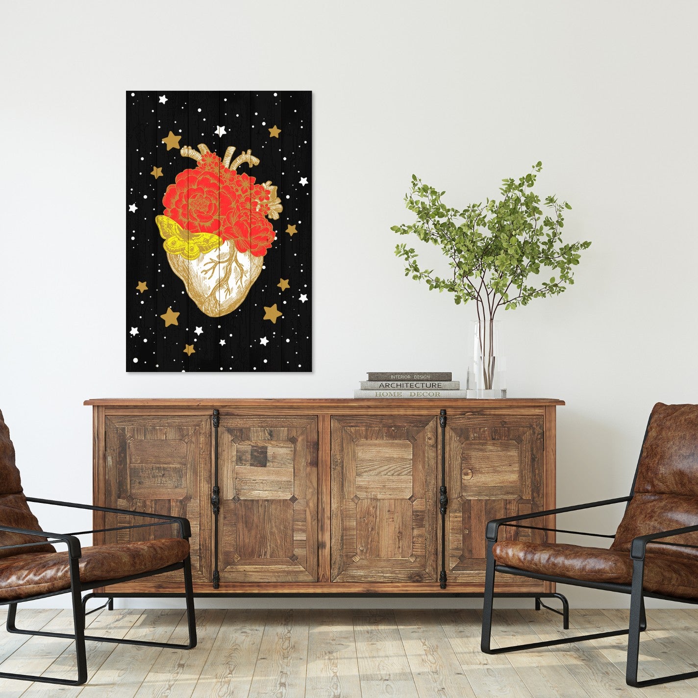 Wood Picture Heart in the Galaxy-50x70 cm